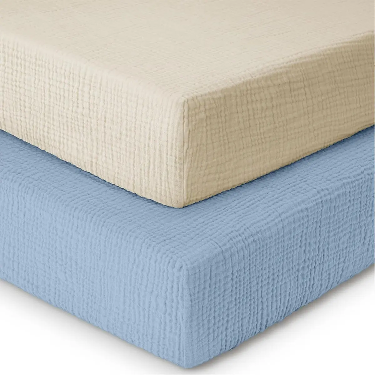 Mère & Moi 2 Pack Muslin Fitted Crib Sheets 28x52 | Breathable Cotton Bedding - view 8