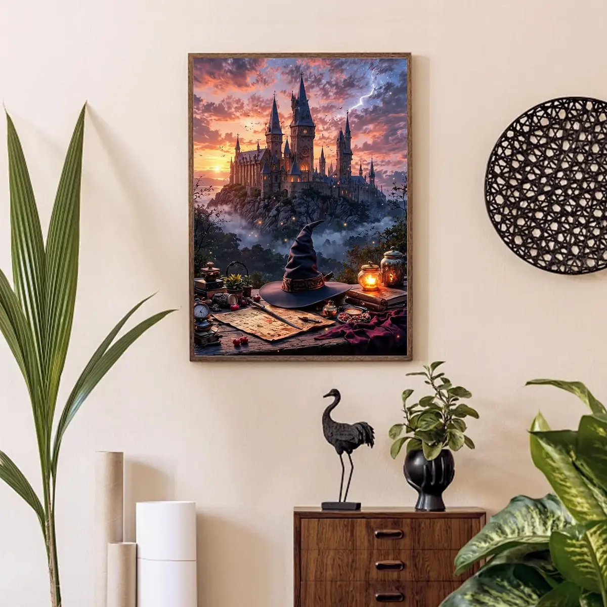 Fairyland JinWenn Magic Castle Paint by Numbers Kit for Adults Framed Canvas 29cm (11.63in) x 19cm (7.63in) | Easy Beginner Art Craft - view 4