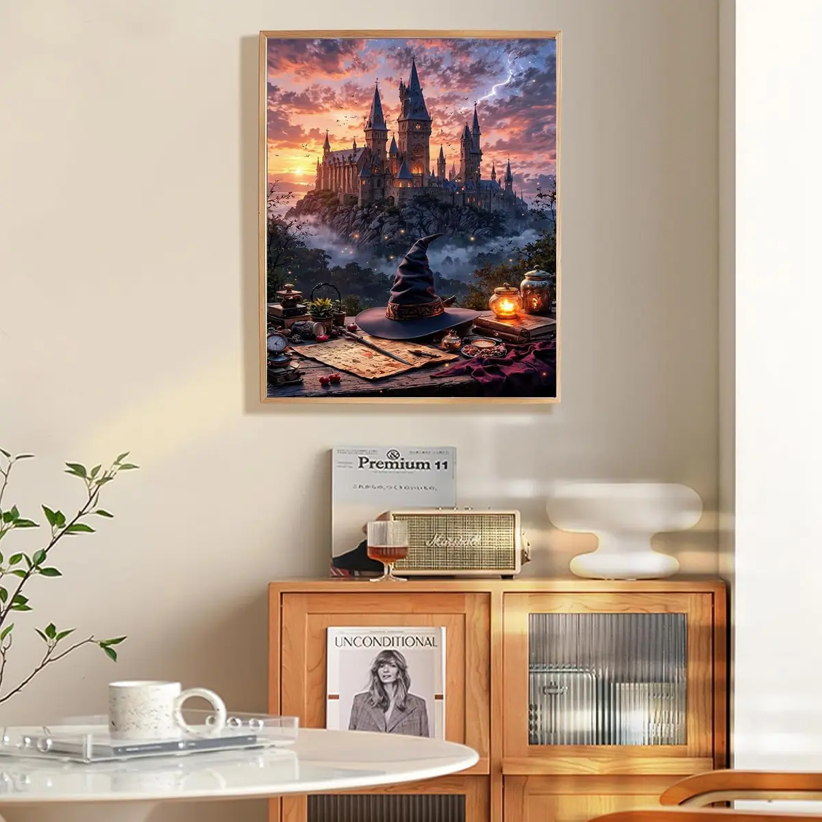 Fairyland JinWenn Magic Castle Paint by Numbers Kit for Adults Framed Canvas 29cm (11.63in) x 19cm (7.63in) | Easy Beginner Art Craft - view 5