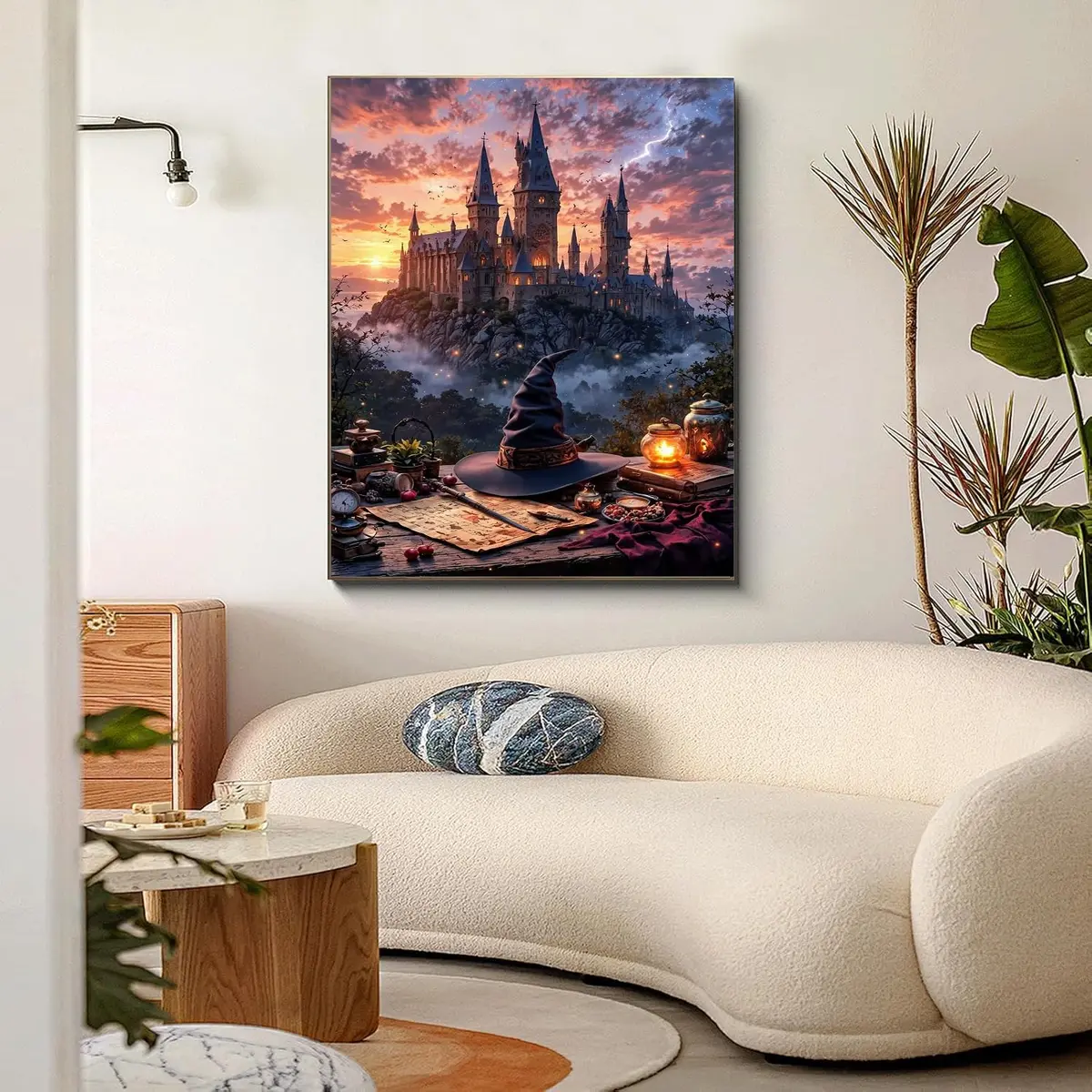 Fairyland JinWenn Magic Castle Paint by Numbers Kit for Adults Framed Canvas 29cm (11.63in) x 19cm (7.63in) | Easy Beginner Art Craft - view 2
