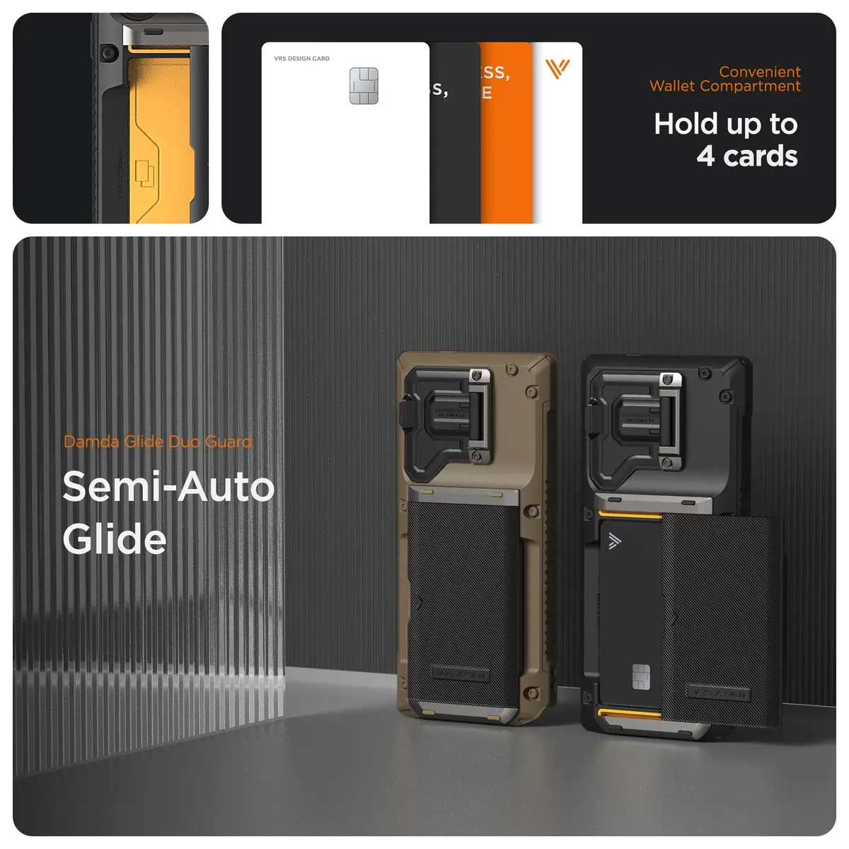 VRS DESIGN Damda Glide DuoGuard for Samsung Galaxy S24 Ultra Phone Case (2024) 16.9cm (6.67in) | Card Holder Wallet Case with Camera Cover - view 2
