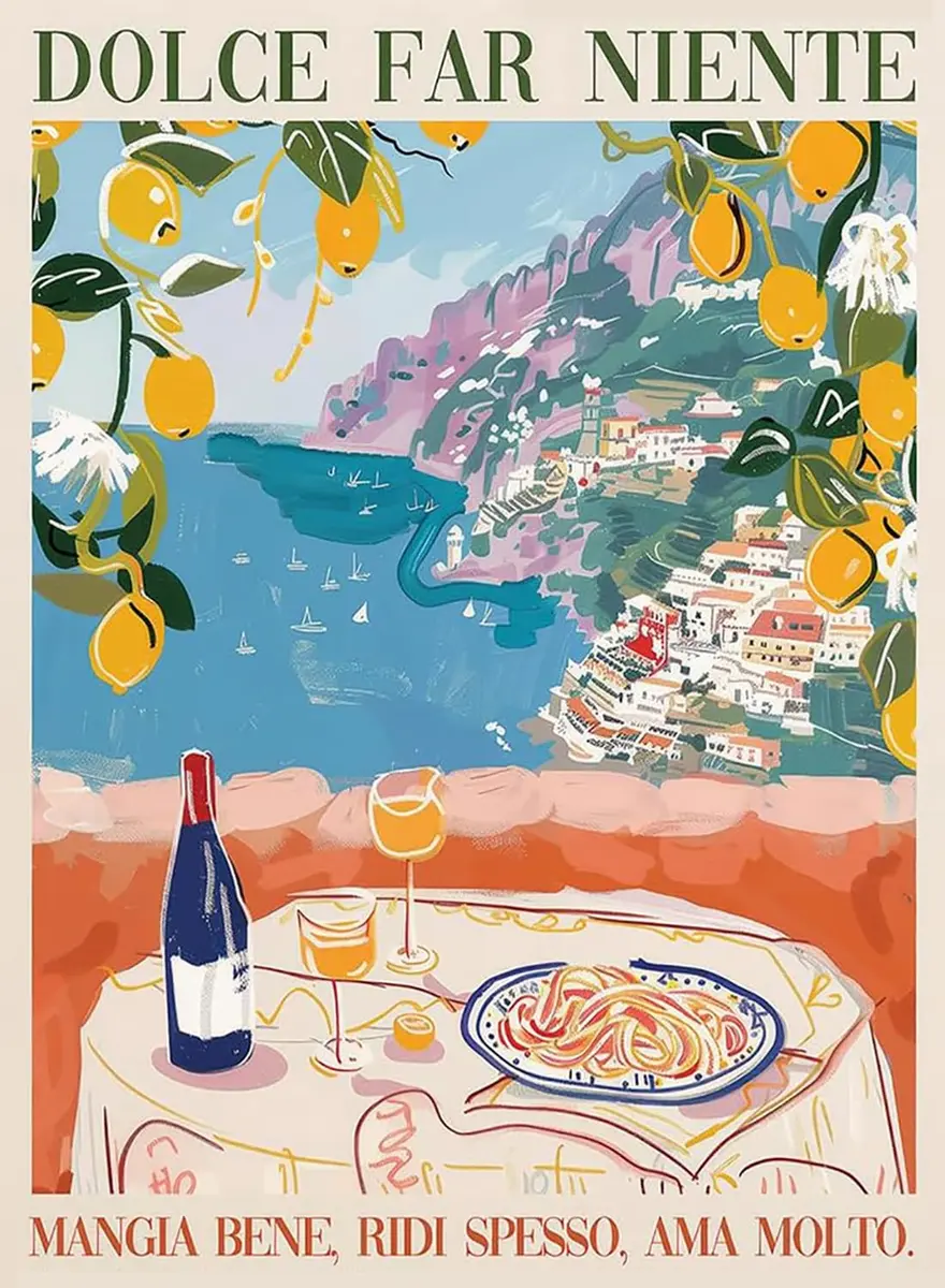 Fairyland JinWenn Italian Pasta Wine Paint by Numbers Kit for Adults Canvas 29.6 x 19.4 cm (11.6 x 7.6 inches) | Relaxing Hobby for Beginners - main product image