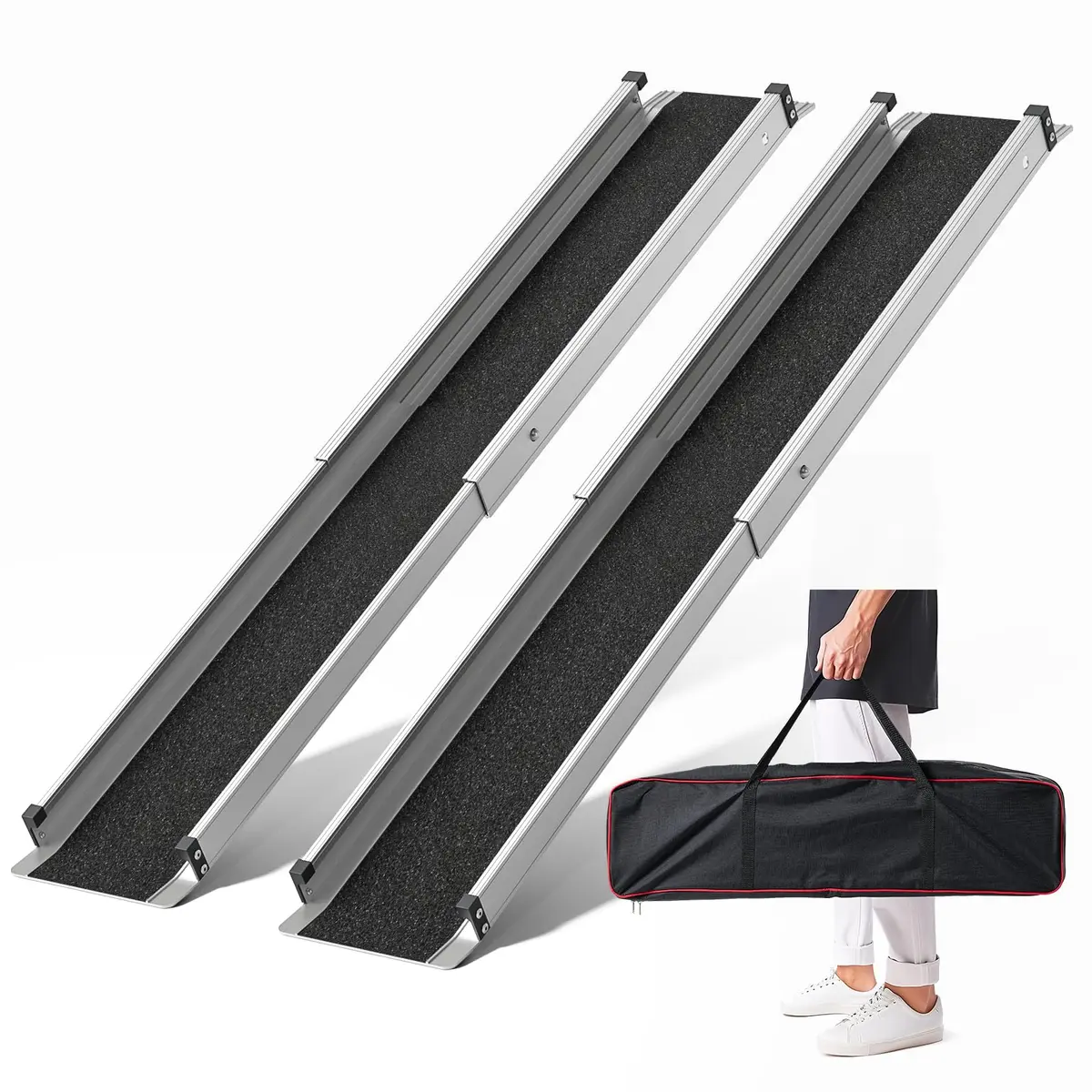 KOLOTOOL 4FT Telescoping Aluminum Wheelchair Ramp | Supports 600 lbs, Portable & Anti-Slip - main product image