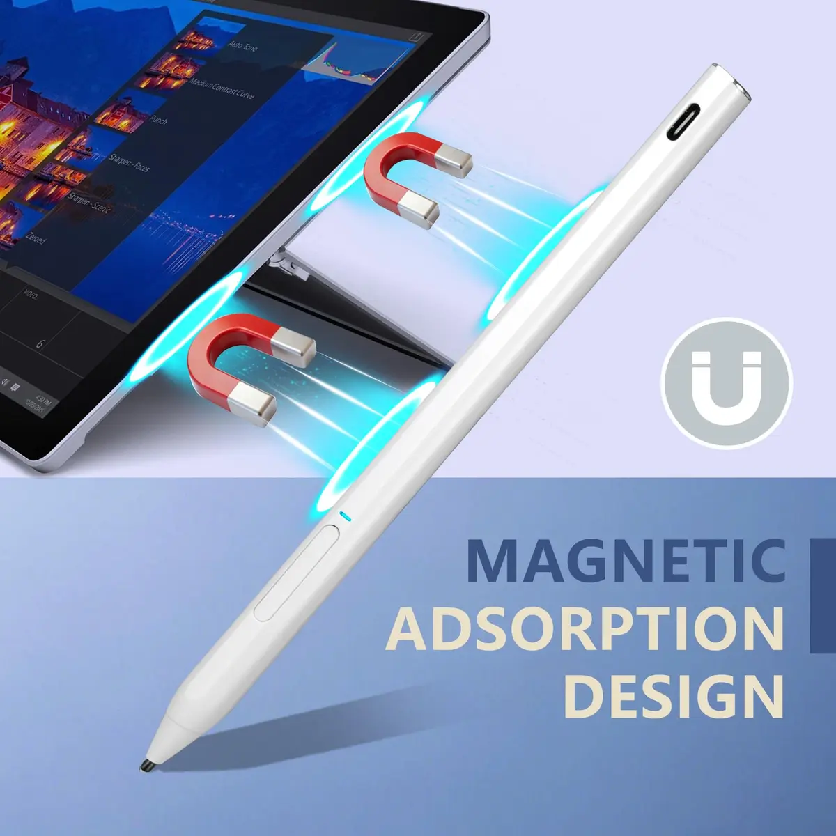 EVACH Rechargeable MPP 2.0 Tilt Pen for HP Laptops with 4096 Pressure Sensitivity, White - view 4