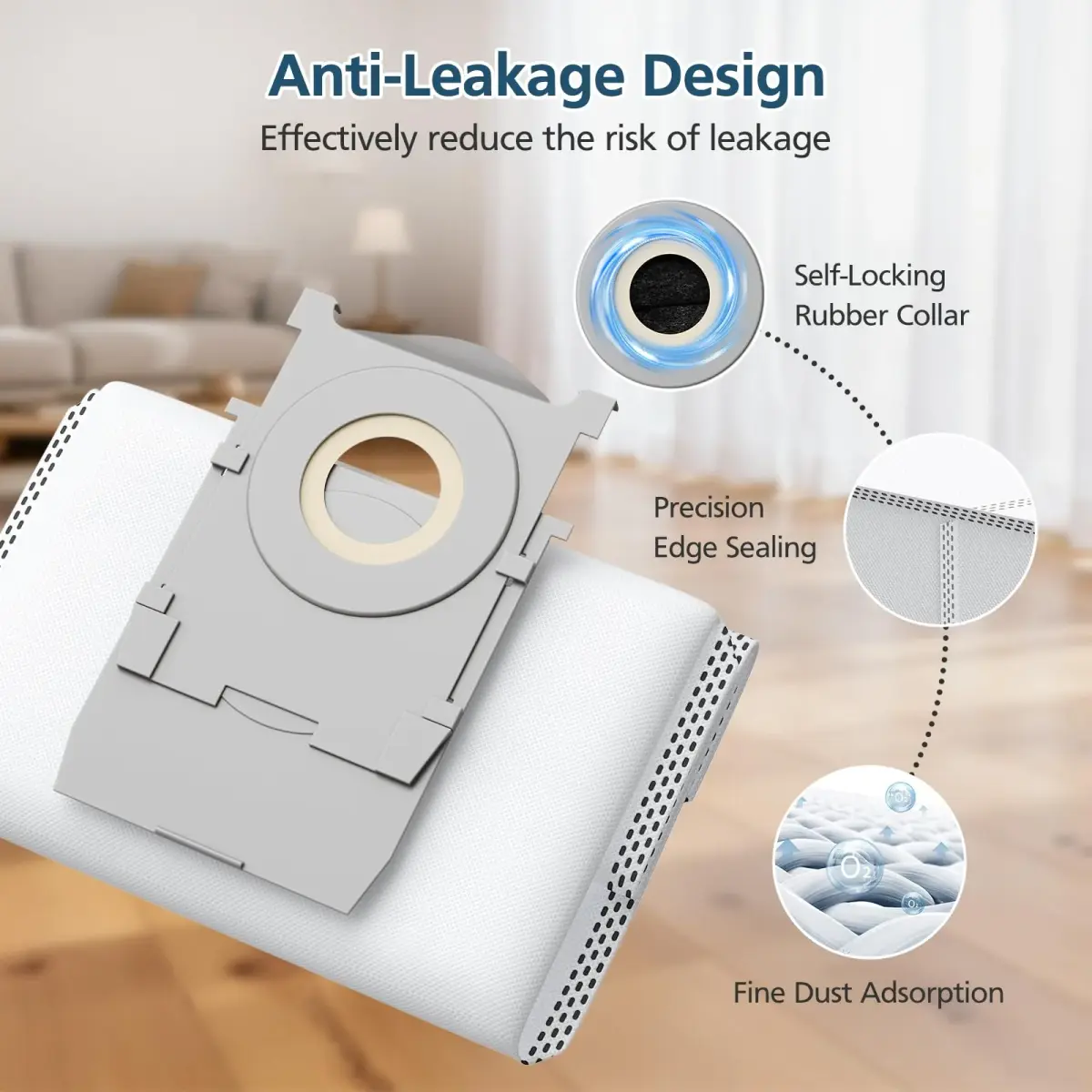 Lacvik 16 Dust Bags for ECOVACS DEEBOT X9 PRO OMNI, X8 PRO OMNI, T80 OMNI, T50 MAX PRO, T50 PRO, T50 OMNI, T30C OMNI, Yeedi M14 PLUS, S14 PLUS, S16 PLUS Robot Vacuum 3L Capacity - view 3