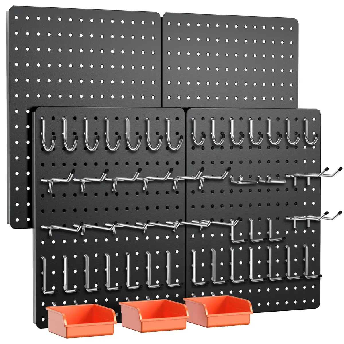 Hogurity Metal Peg Board 4 Pack 12"×16" Heavy Duty Wall Panels | Versatile Tool Organizer for Garage & Workshop - main product image