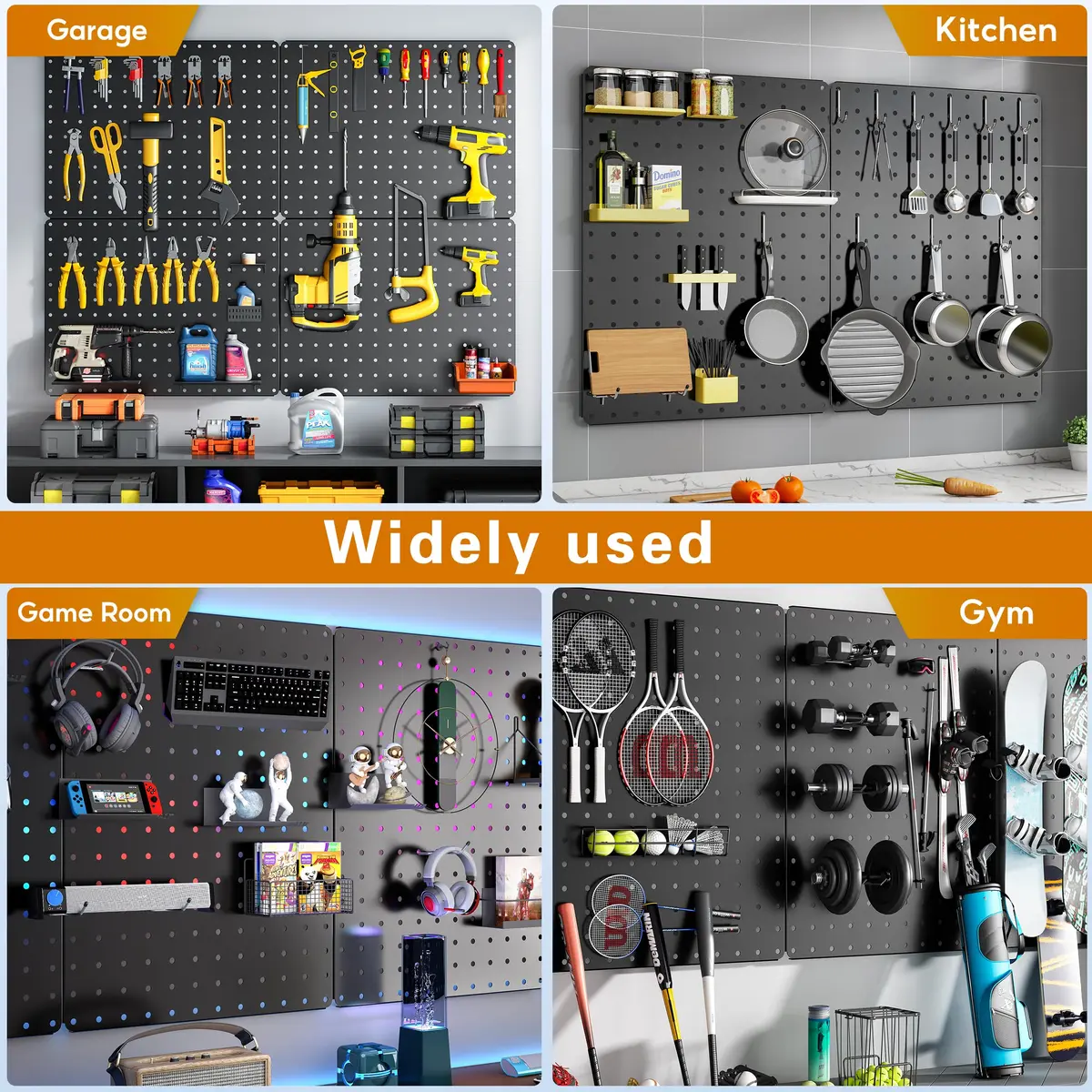 Hogurity Metal Peg Board 4 Pack 12"×16" Heavy Duty Wall Panels | Versatile Tool Organizer for Garage & Workshop - view 7