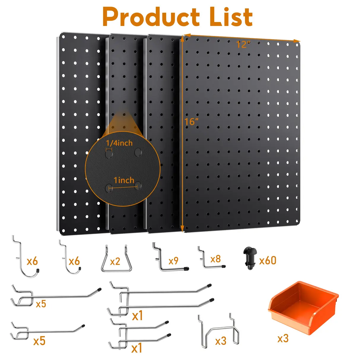 Hogurity Metal Peg Board 4 Pack 12"×16" Heavy Duty Wall Panels | Versatile Tool Organizer for Garage & Workshop - view 2
