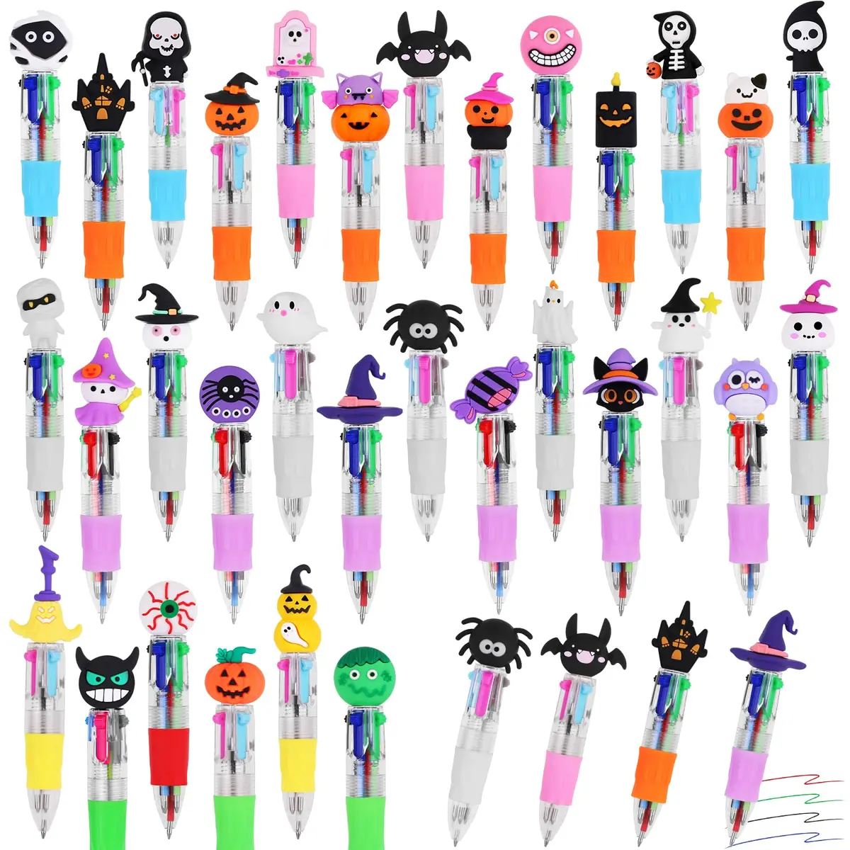 CZWZ 32Pcs Mini Multicolor Pens in One 4-in-1 | Fun Halloween Gift for Kids & Students - main product image