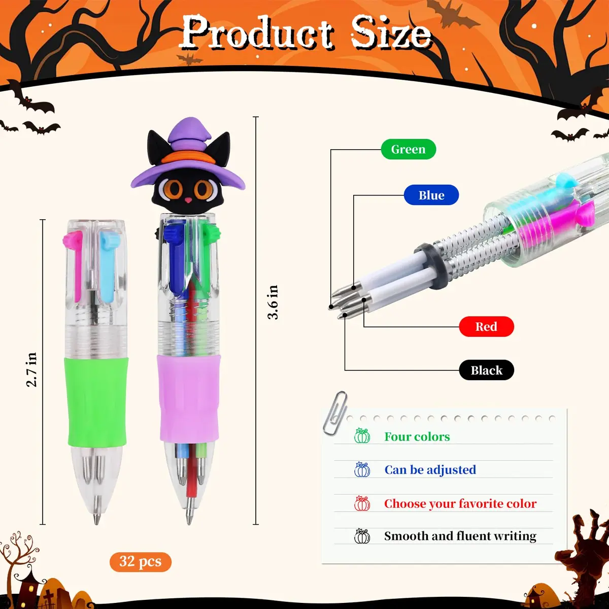 CZWZ 32Pcs Mini Multicolor Pens in One 4-in-1 | Fun Halloween Gift for Kids & Students - view 2