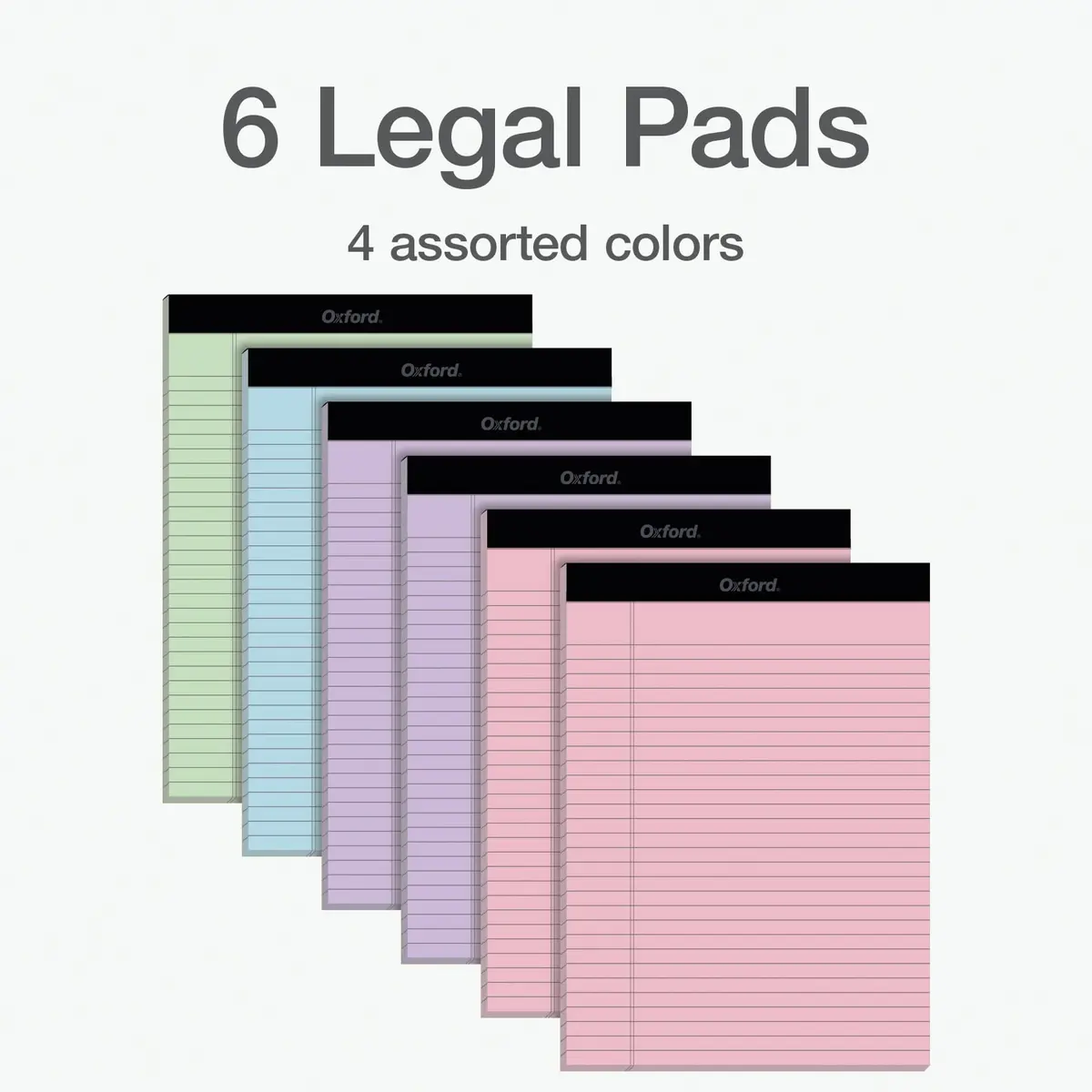 Oxford Color Writing Pads, Wide Rule, 6-Pack, 21.6cm x 29.8cm (8.5" x 11.75") | Authentic USA Import for School & Office - view 6