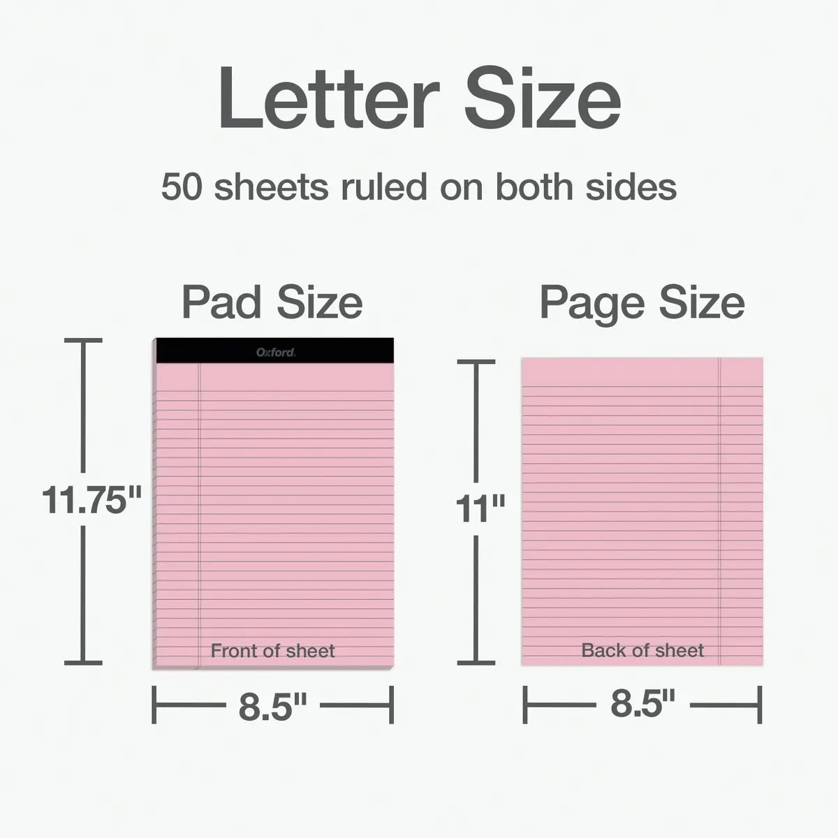 Oxford Color Writing Pads, Wide Rule, 6-Pack, 21.6cm x 29.8cm (8.5" x 11.75") | Authentic USA Import for School & Office - view 2