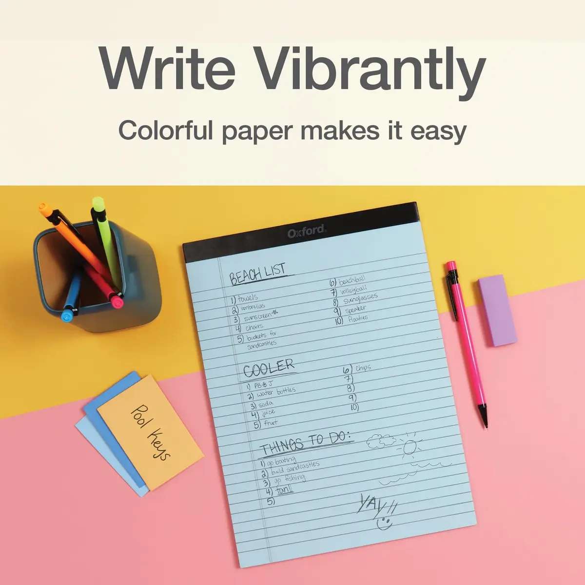 Oxford Color Writing Pads, Wide Rule, 6-Pack, 21.6cm x 29.8cm (8.5" x 11.75") | Authentic USA Import for School & Office - view 4
