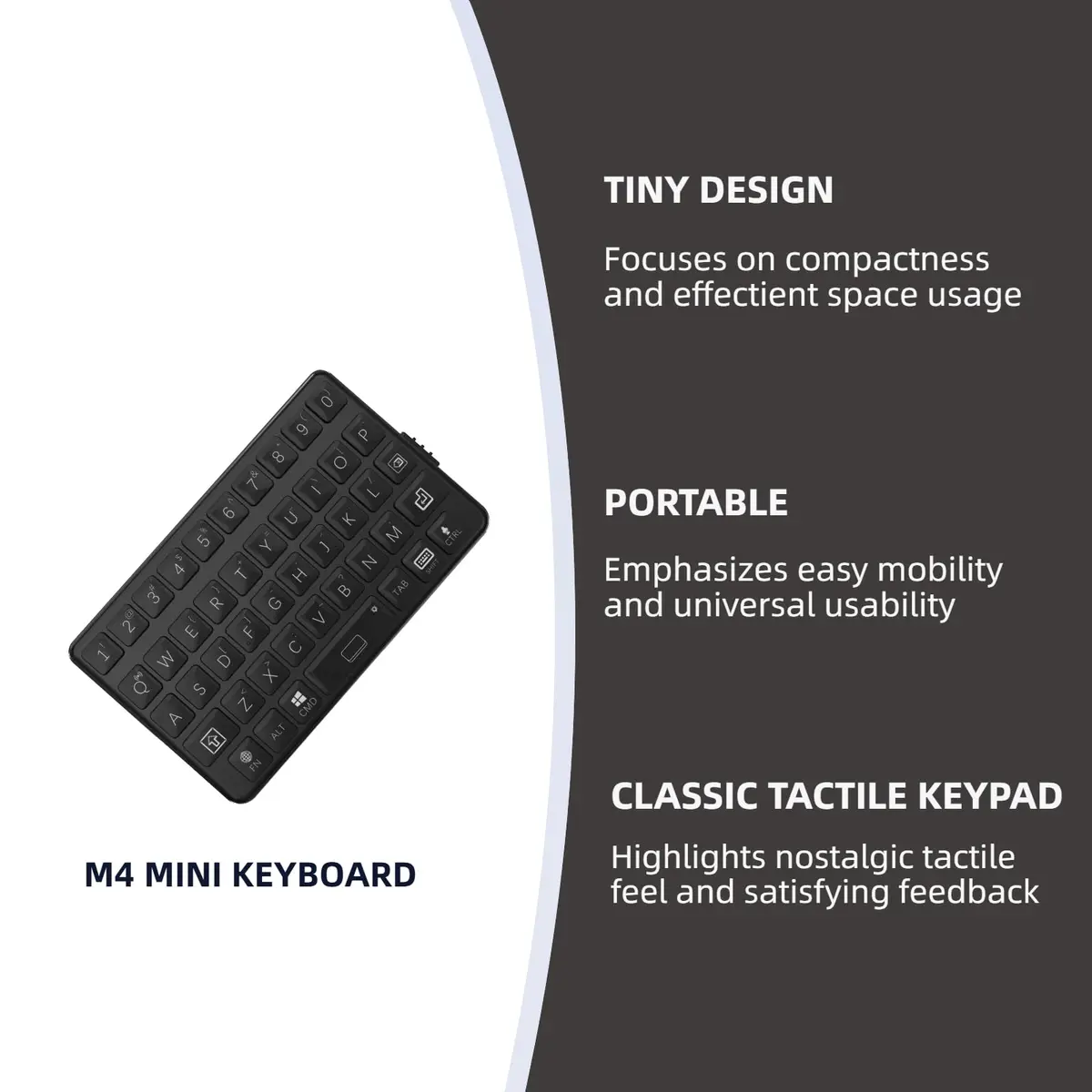 EXknight Mini Bluetooth Keyboard - Retro Clicky Style, Black | Compact Wireless Mechanical Keyboard for Tablets & Phones - view 4