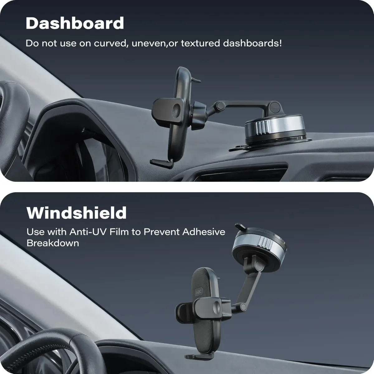 APPS2Car Phone Holder for Car Dashboard & Windshield | Twist-Gel-Lock Suction, 360° Rotation, Heavy-Duty Compatibility - view 2