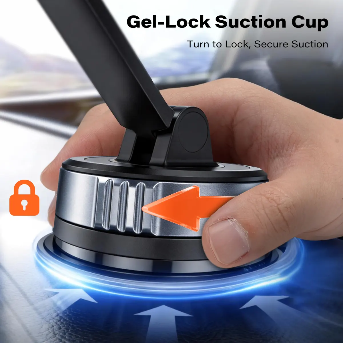APPS2Car Phone Holder for Car Dashboard & Windshield | Twist-Gel-Lock Suction, 360° Rotation, Heavy-Duty Compatibility - view 4