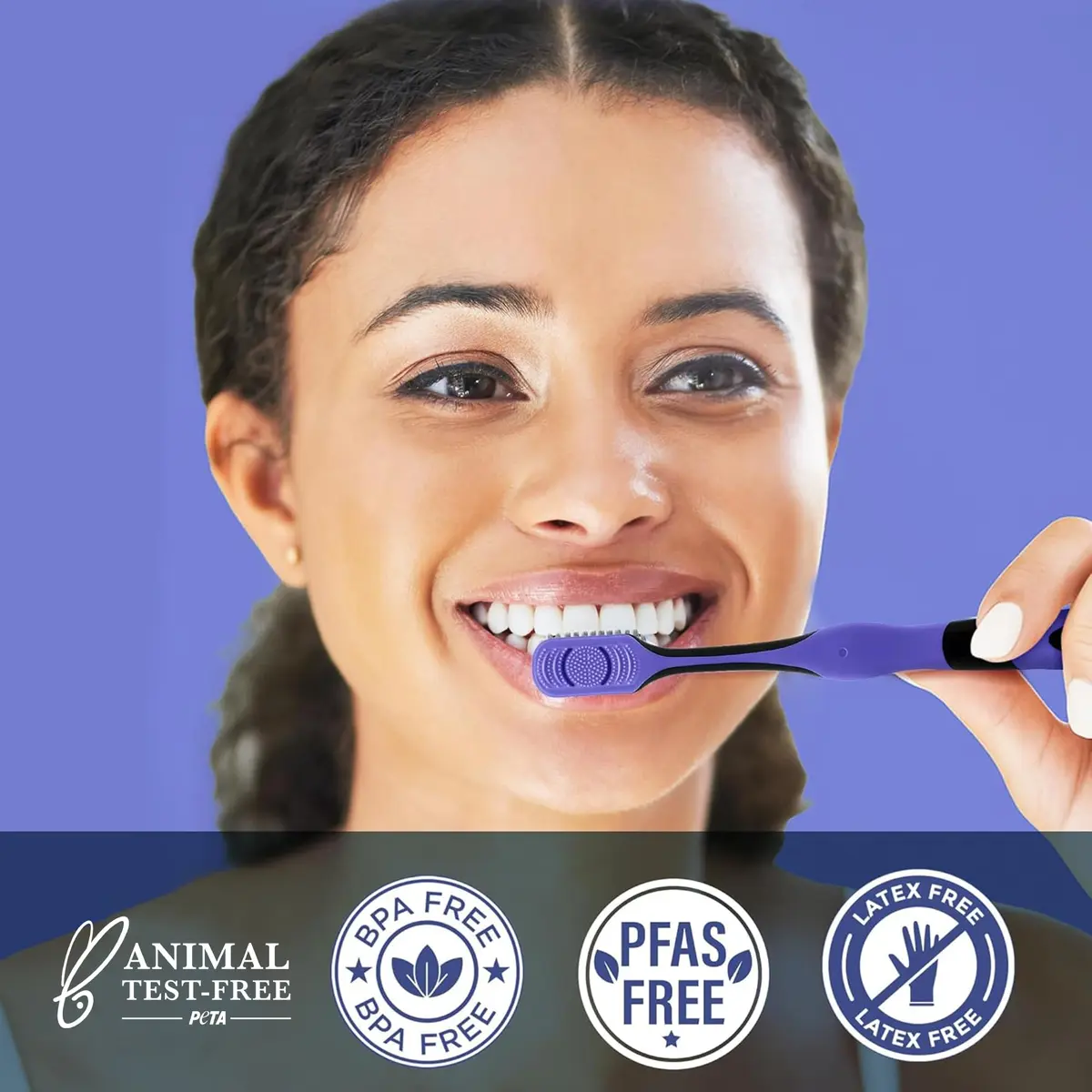 GuruNanda Gentle Giant Charcoal Toothbrush 2ct | Dual Action Flossing Spiral Bristles - view 8