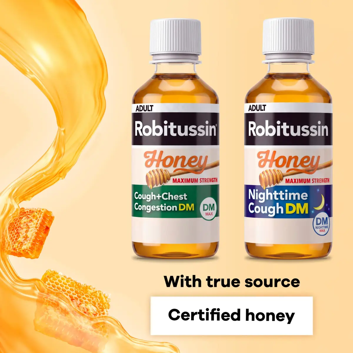Robitussin Honey DM Max, Day & Night Formulas, 8 fl oz | Honey Flavored Cough & Congestion Relief for Adults & Children 12+ - view 5