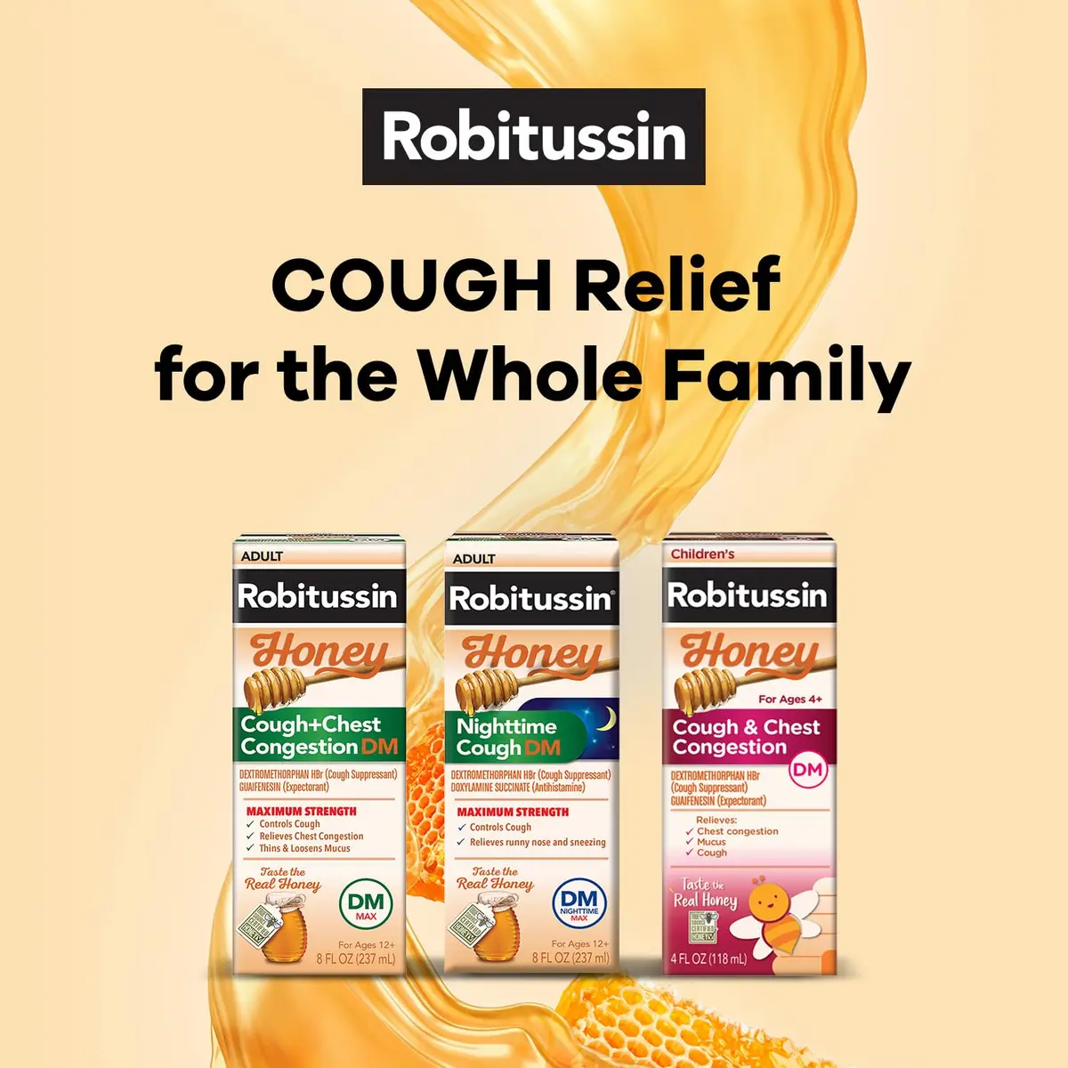 Robitussin Honey DM Max, Day & Night Formulas, 8 fl oz | Honey Flavored Cough & Congestion Relief for Adults & Children 12+ - view 8