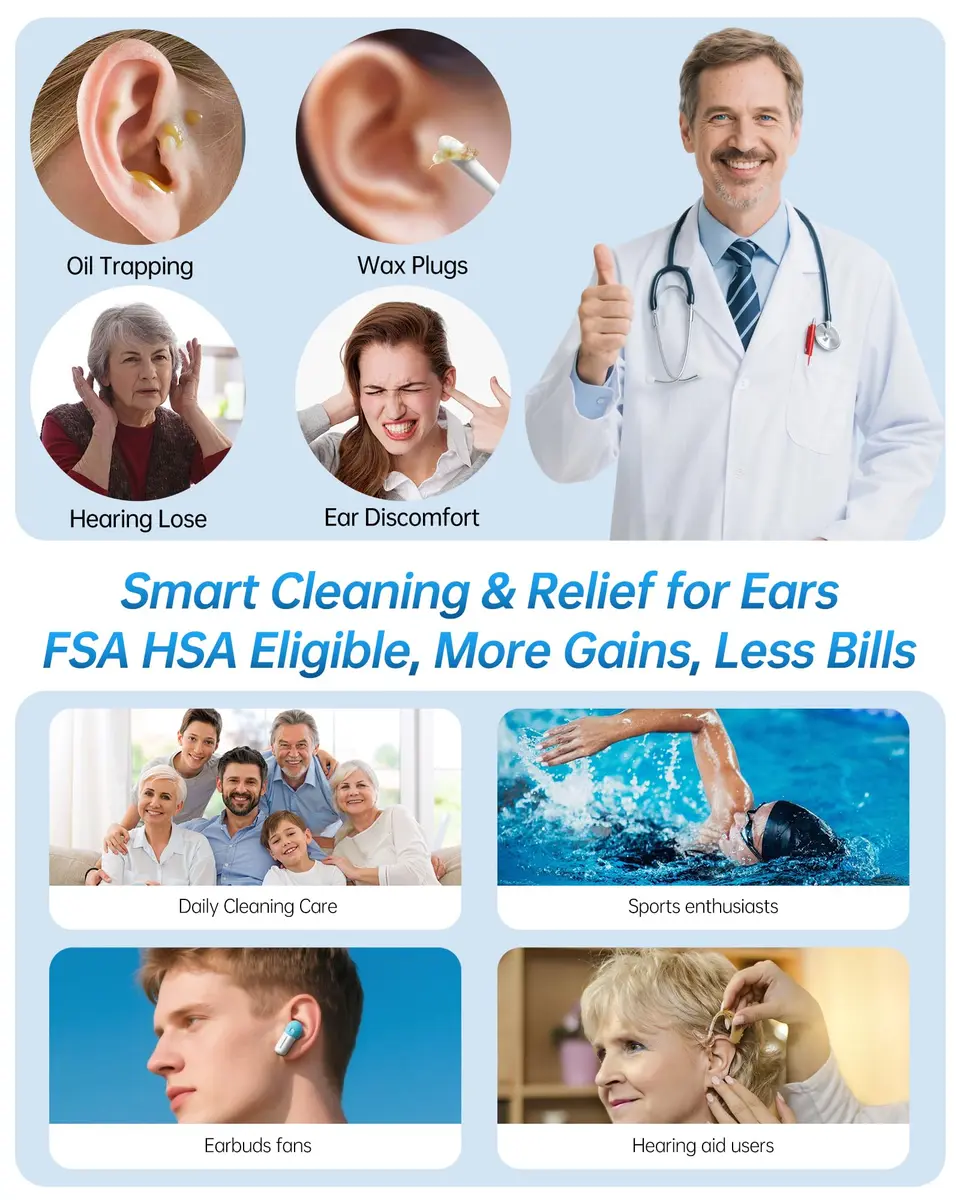 Featjoy Electric Ear Wax Removal Kit with 12 Modes & Real-Time Temp Display | 500ml Water Tank - view 6
