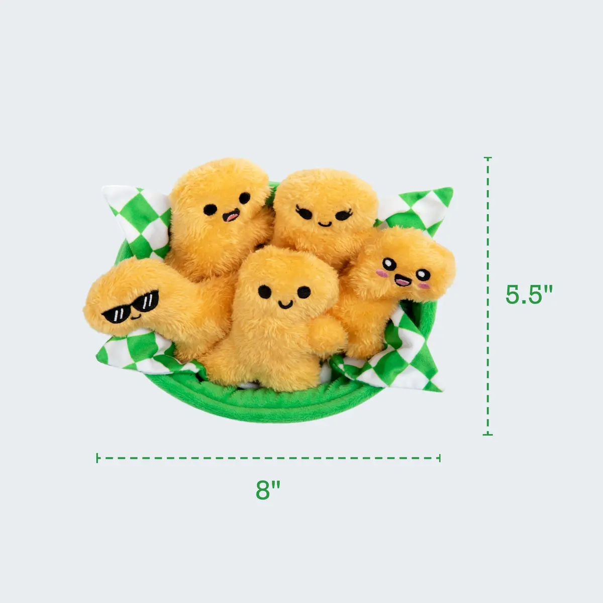 WHAT DO YOU MEME? Emotional Support Dino Nuggies Plush Toy Set (5 Plushies + Basket) | ASTM-Tested, Non-Toxic Polyester - view 4
