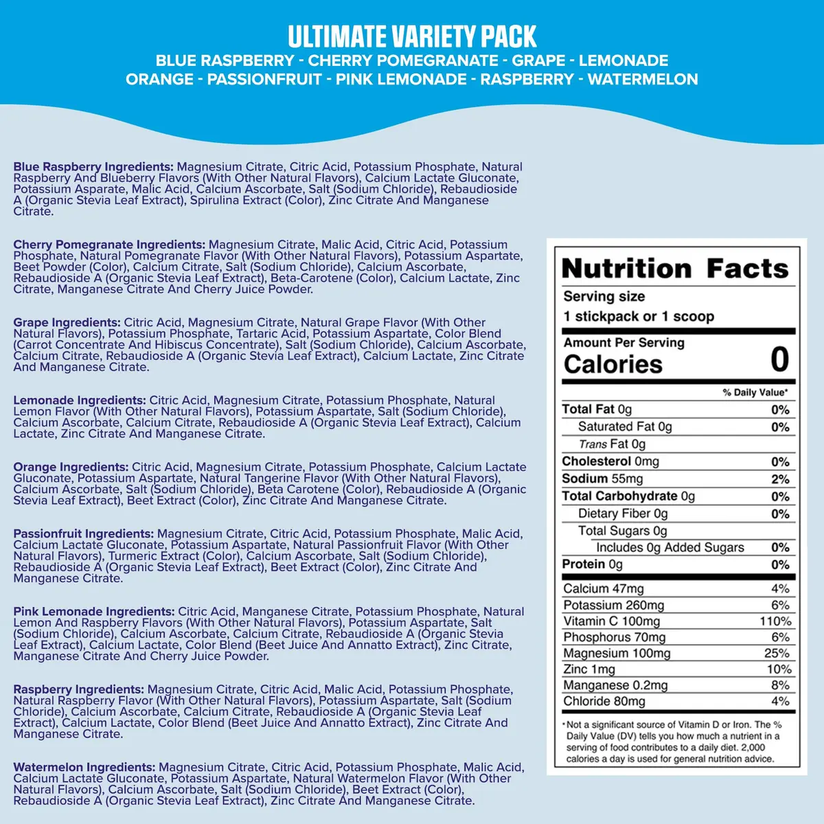 Ultima Replenisher Ultimate Variety Electrolyte Packets, 36 Stickpacks | Sugar-Free Hydration with 6 Key Electrolytes & Minerals - view 3