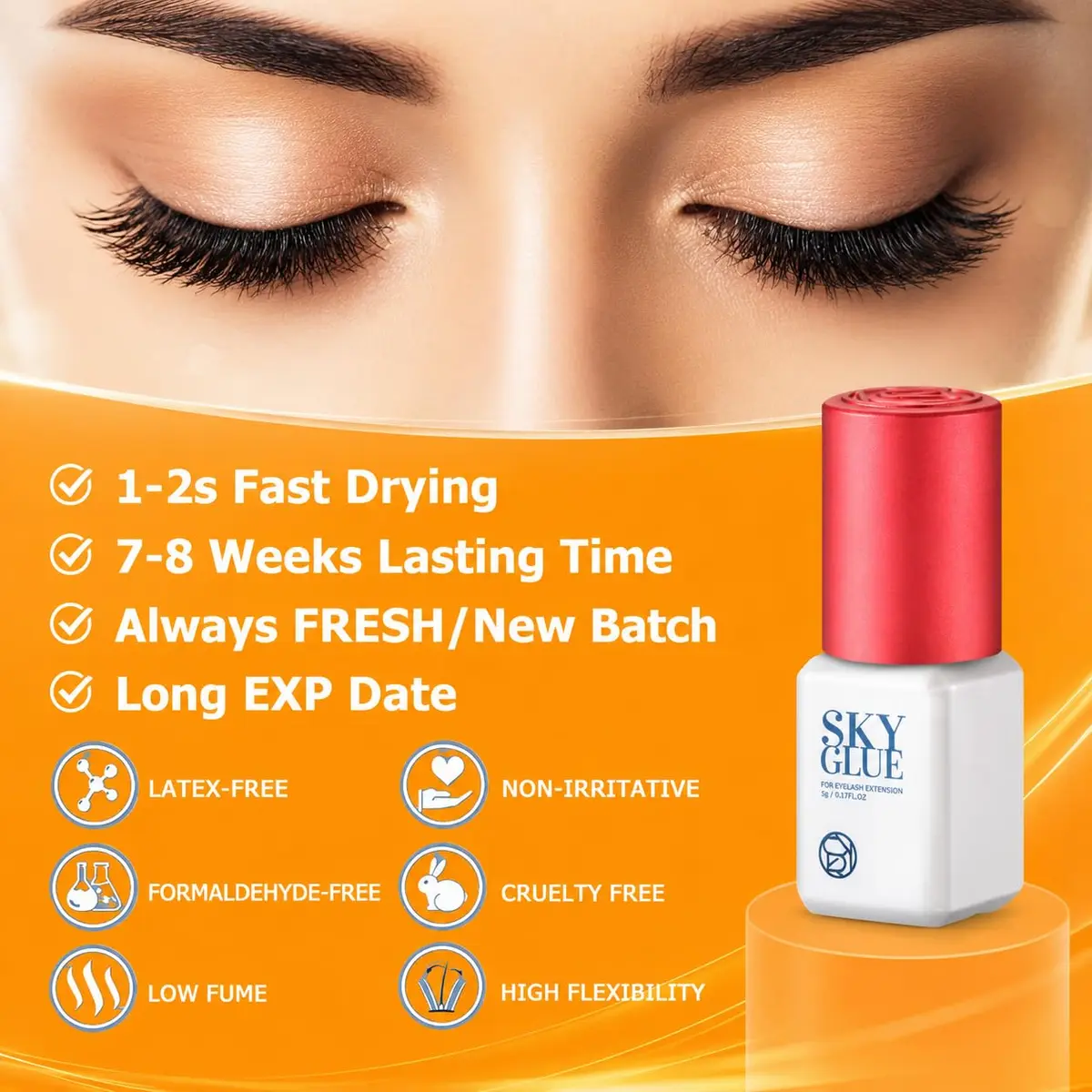 TUBeauty Sky Glue S+ Eyelash Extension Adhesive 5ml (0.17 Fl Oz) | Fast Drying 1-2s, 6-8 Weeks Retention - view 2