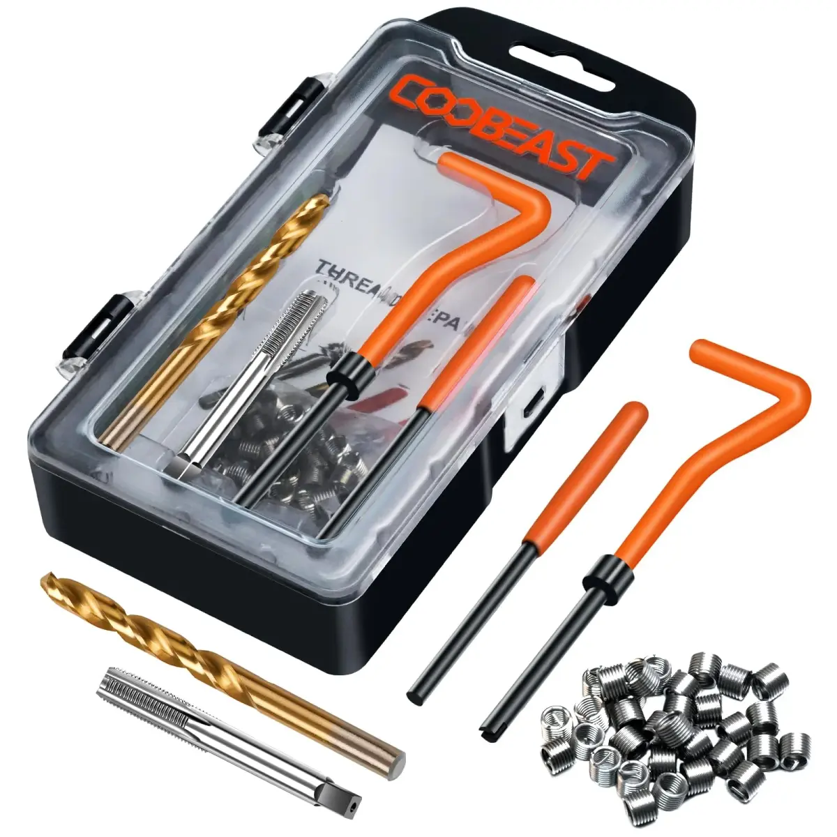 coobeast M6x1.0 Thread Repair Kit with 30 Inserts & HSS Drill Bits | Complete Helicoil Set for Automotive Engine - main product image