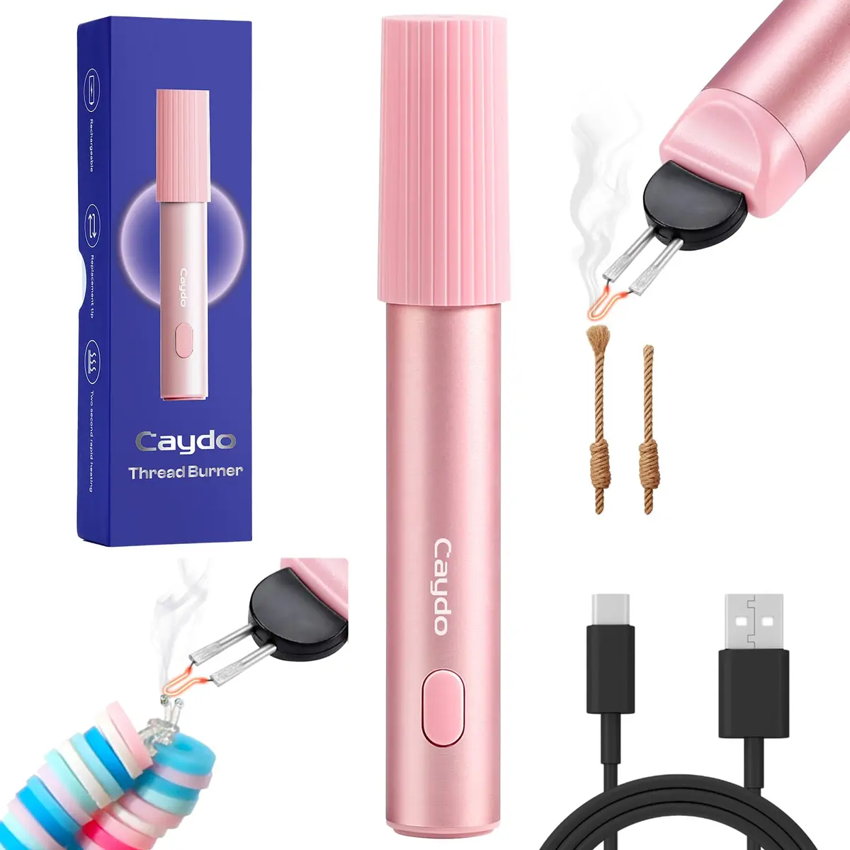 Caydo Rechargeable Thread Burner Tool, USB-C Fast Charging | Precision & Safety for Crafts - main product image