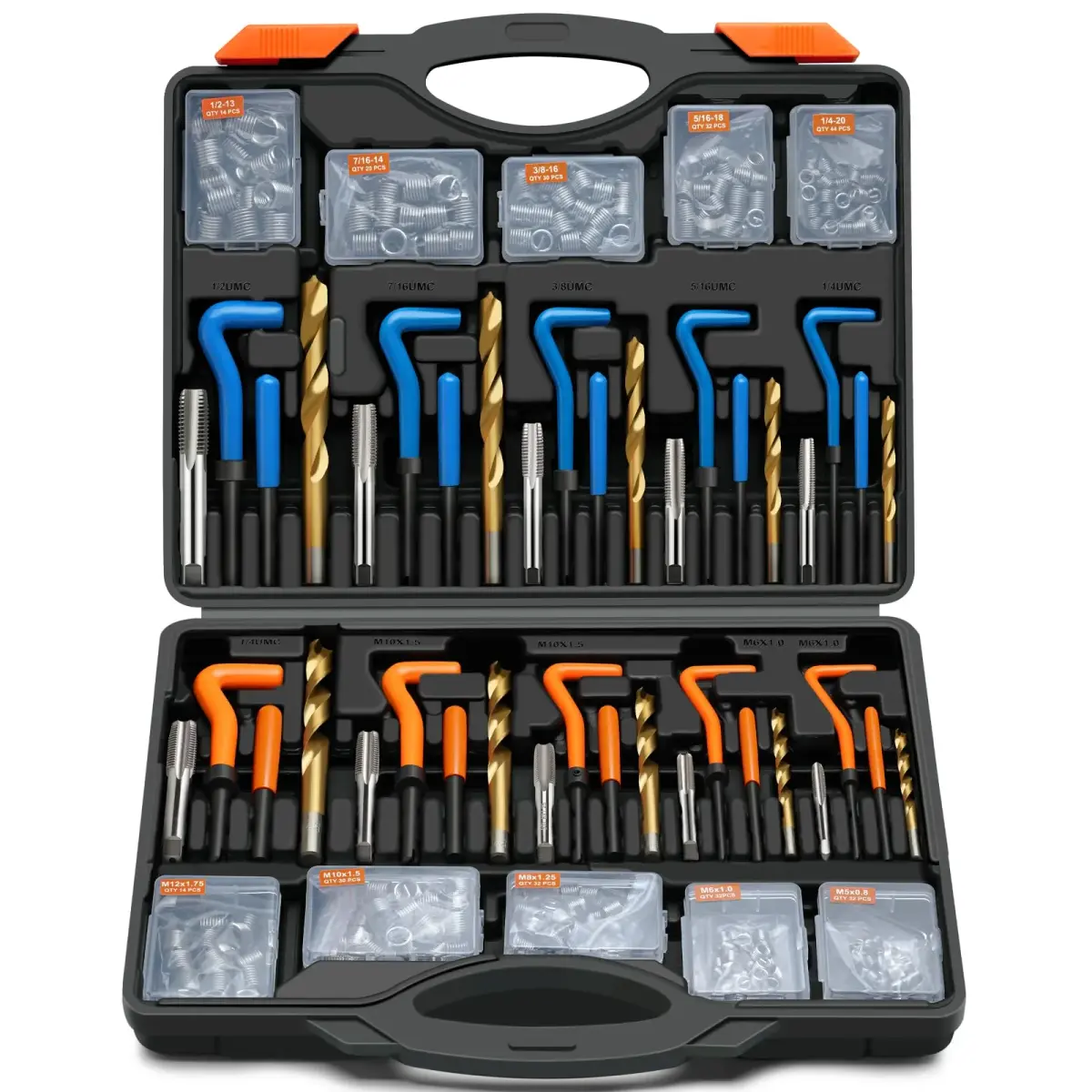 coobeast 320-Piece Metric & SAE Helical Thread Repair Kit with Titanium-Coated Drill Bits & HSS Taps | 3.08 kg (6.8 lb) - main product image