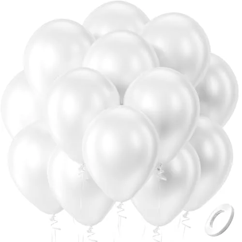 Bezente Pearl White Balloons Latex Party Balloons - 100 Pack 12 Inch | Assorted Colors Balloon - main product image