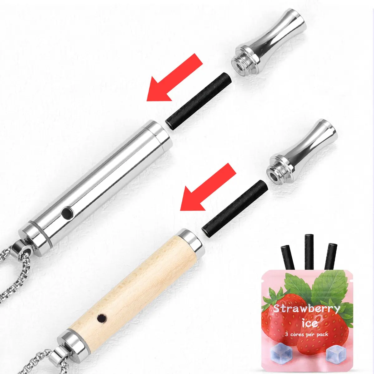 ASTOFLI Ice Fruits Flavoured Breathing Necklace with Resistance Filter & 3 Flavors | 24 inch (61 cm) Stainless Steel - view 3