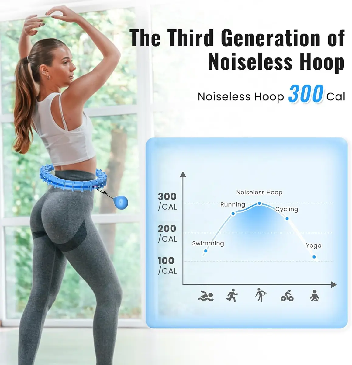 Gkyet Quiet Hula Circle Hoops,65 inch 32 Knots Plus Size Hula Infinity Fitness Detachable Hoops | Suitable for Beginners - view 5