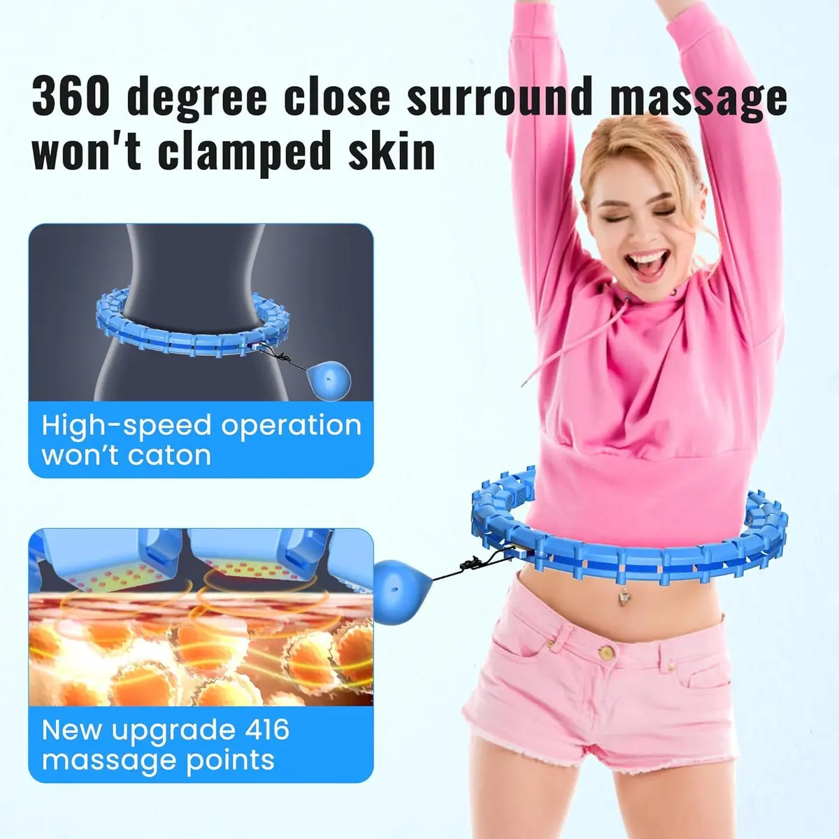 Gkyet Quiet Hula Circle Hoops,65 inch 32 Knots Plus Size Hula Infinity Fitness Detachable Hoops | Suitable for Beginners - view 4