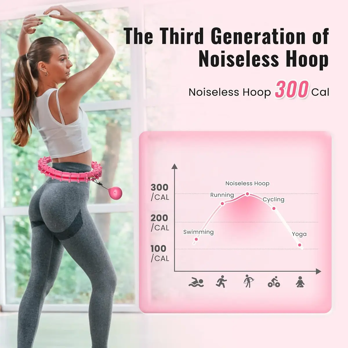 Gkyet Quiet Hula Circle Hoops,65 inch 32 Knots Plus Size Hula Infinity Fitness Detachable Hoops | Suitable for Beginners - view 4