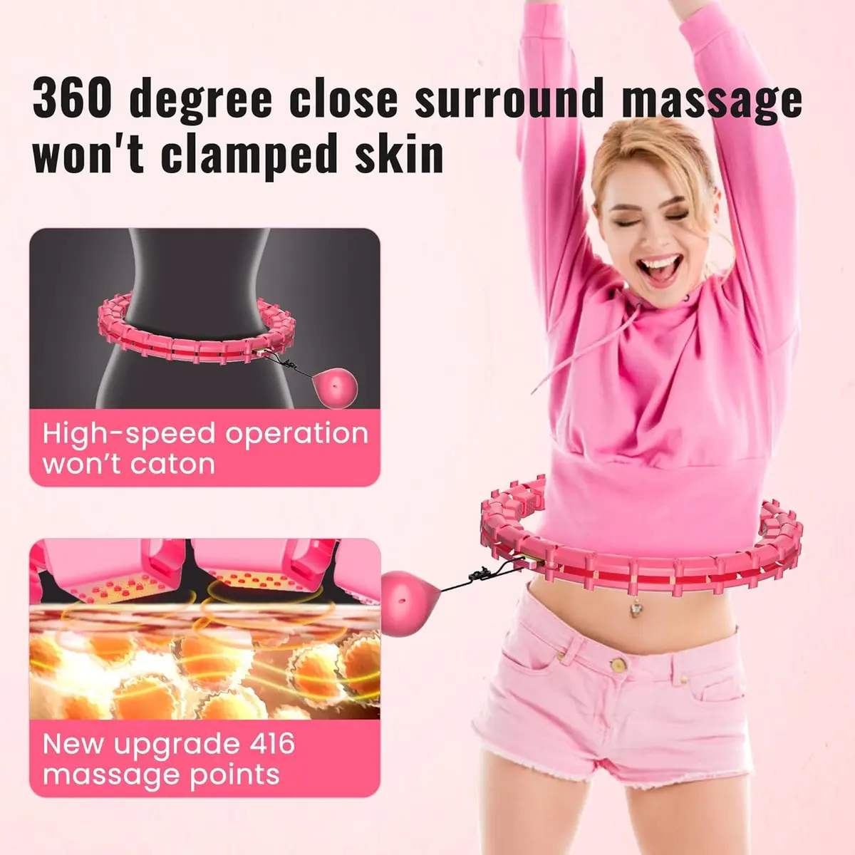 Gkyet Quiet Hula Circle Hoops,65 inch 32 Knots Plus Size Hula Infinity Fitness Detachable Hoops | Suitable for Beginners - view 5