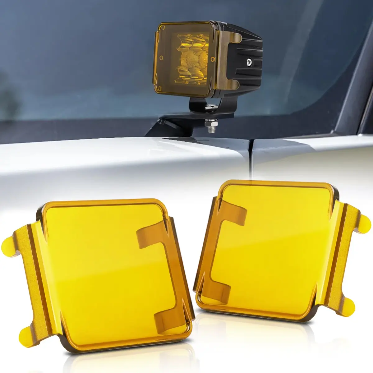SWATOW INDUSTRIES Yellow 3 Inch LED Light Bar Covers (2-Pack) | Protects Pod Lights in Fog & Rain - view 9