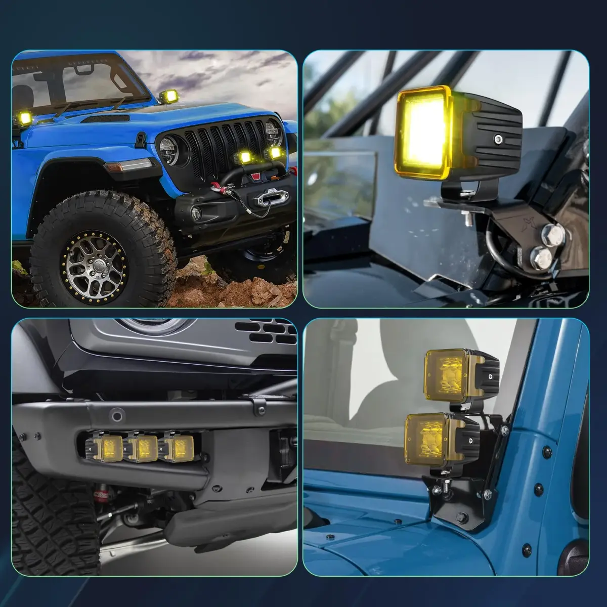 SWATOW INDUSTRIES Yellow 3 Inch LED Light Bar Covers (2-Pack) | Protects Pod Lights in Fog & Rain - view 3
