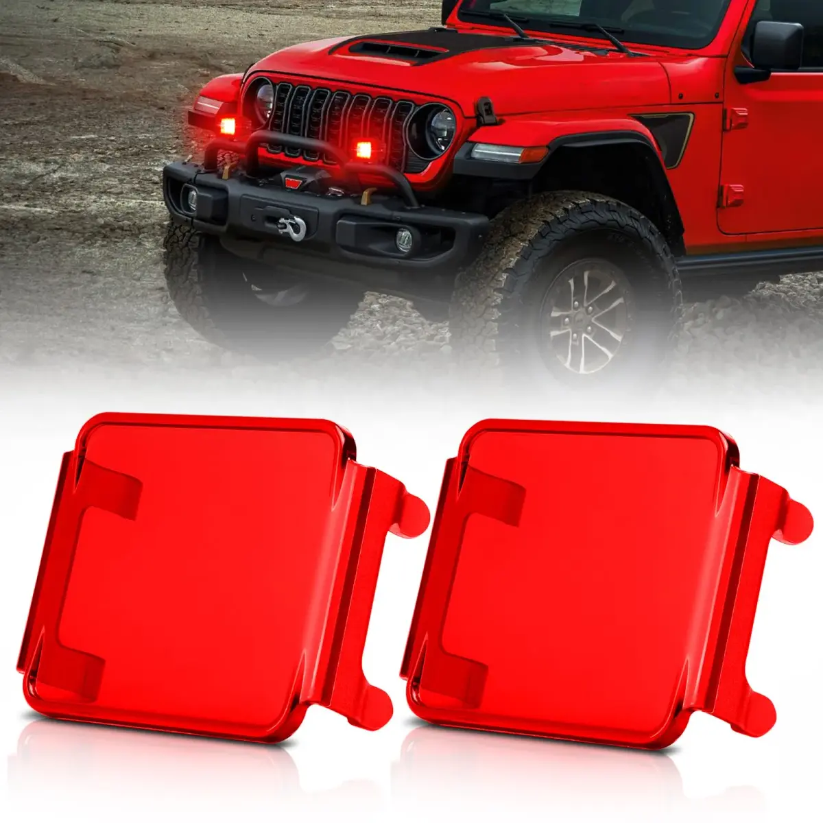 SWATOW INDUSTRIES Red 3 Inch LED Pod Covers Pair | Warning Light Safety Signal Covers - view 9