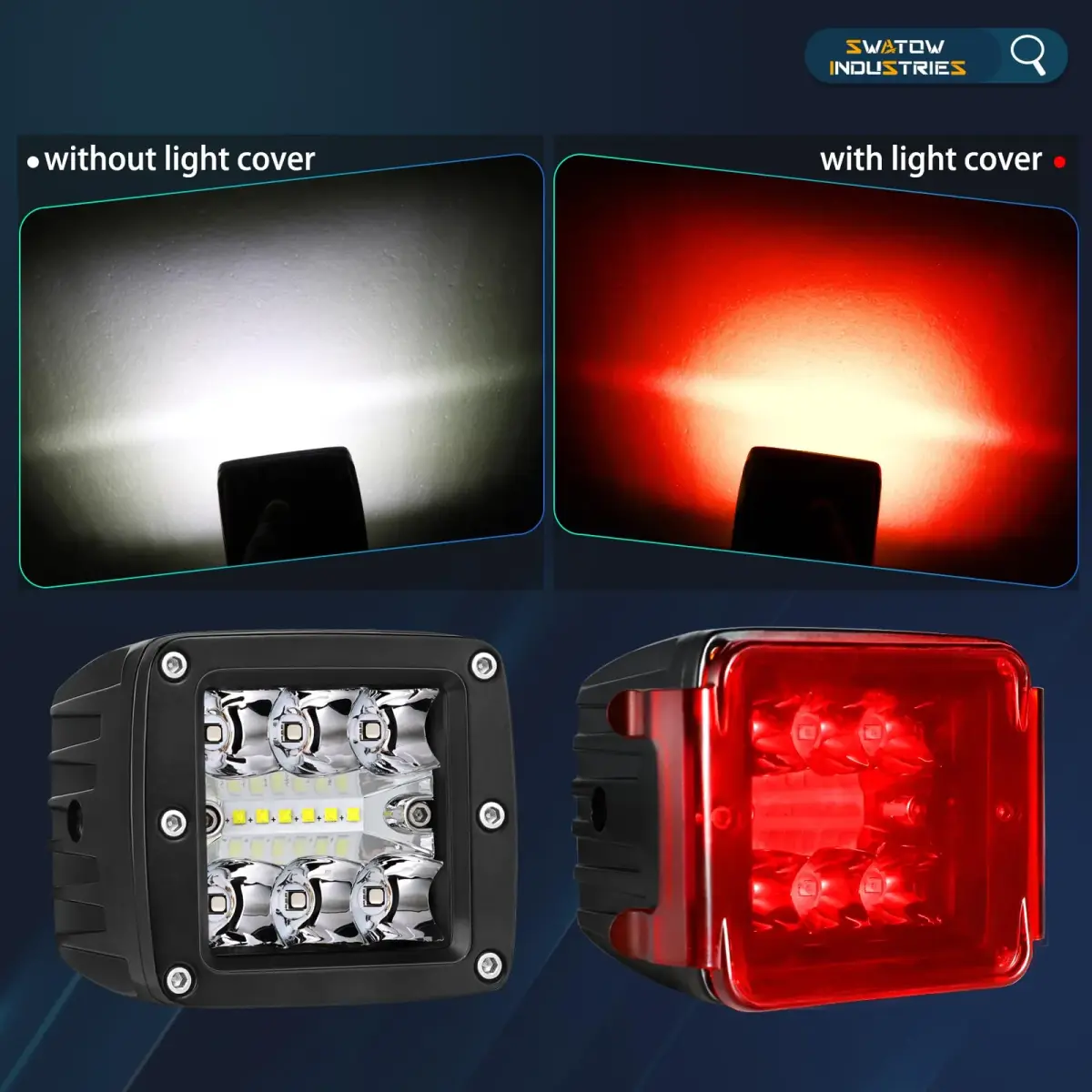 SWATOW INDUSTRIES Red 3 Inch LED Pod Covers Pair | Warning Light Safety Signal Covers - view 2