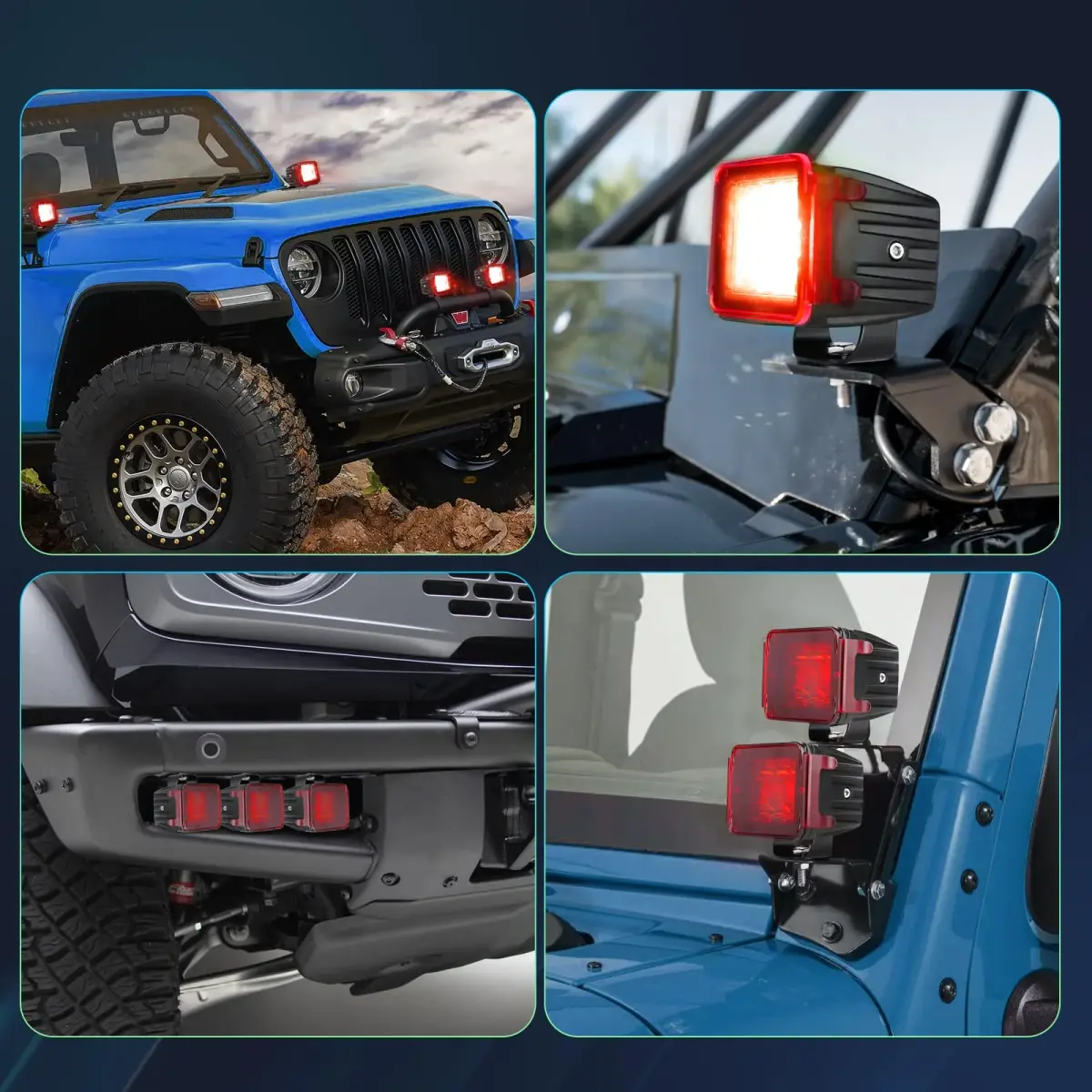 SWATOW INDUSTRIES Red 3 Inch LED Pod Covers Pair | Warning Light Safety Signal Covers - view 3