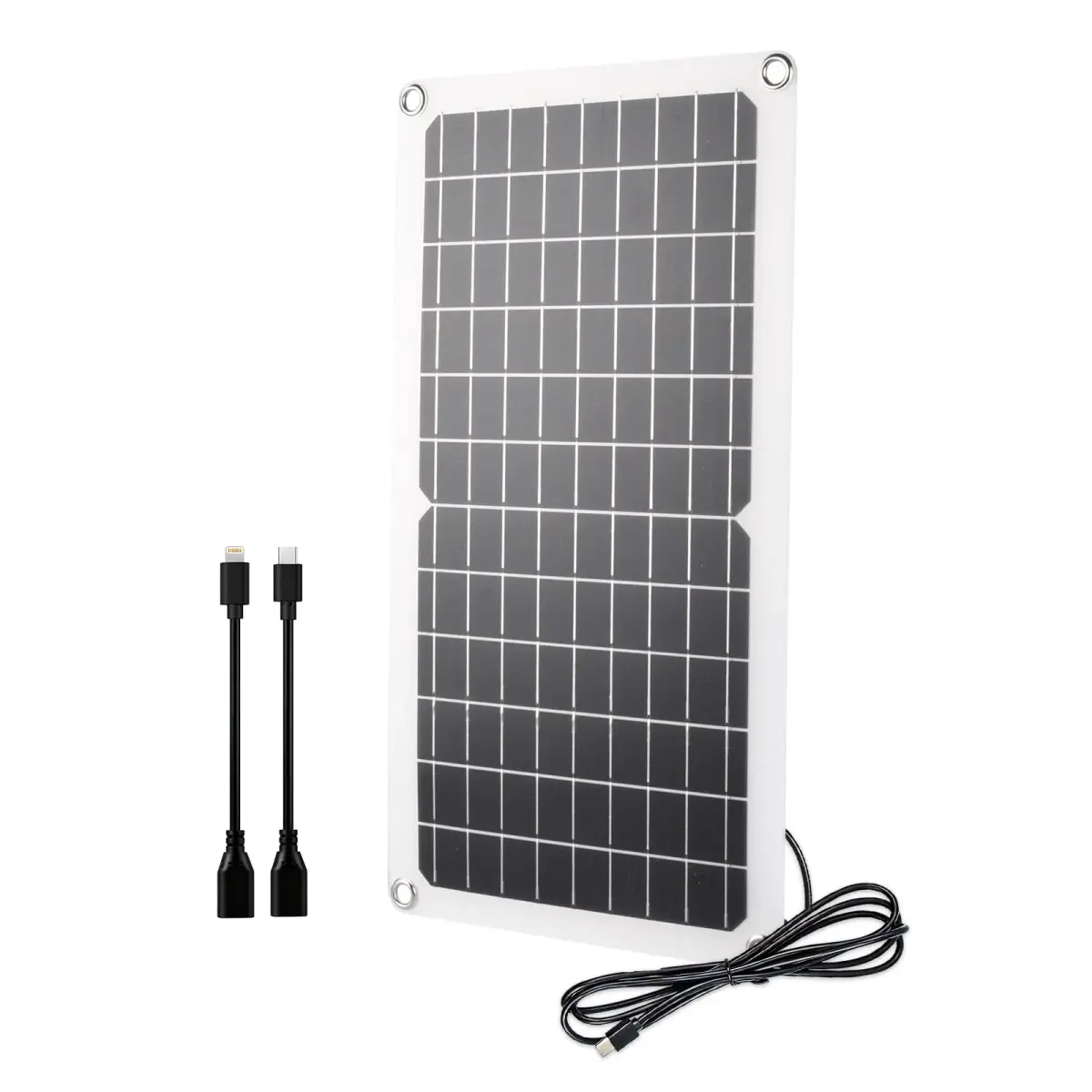 Soshine 15W 5V Solar Panel 2.0 Flexible Waterproof USB C Solar Charger 42.49cm (16.73in) | High-Efficiency Monocrystalline Output - main product image