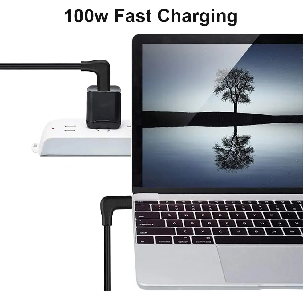 QCEs Right Angle USB C to USB C Cable 3.3Ft (1m) | 20Gbps Data, 4K Video, 100W Charging - view 6