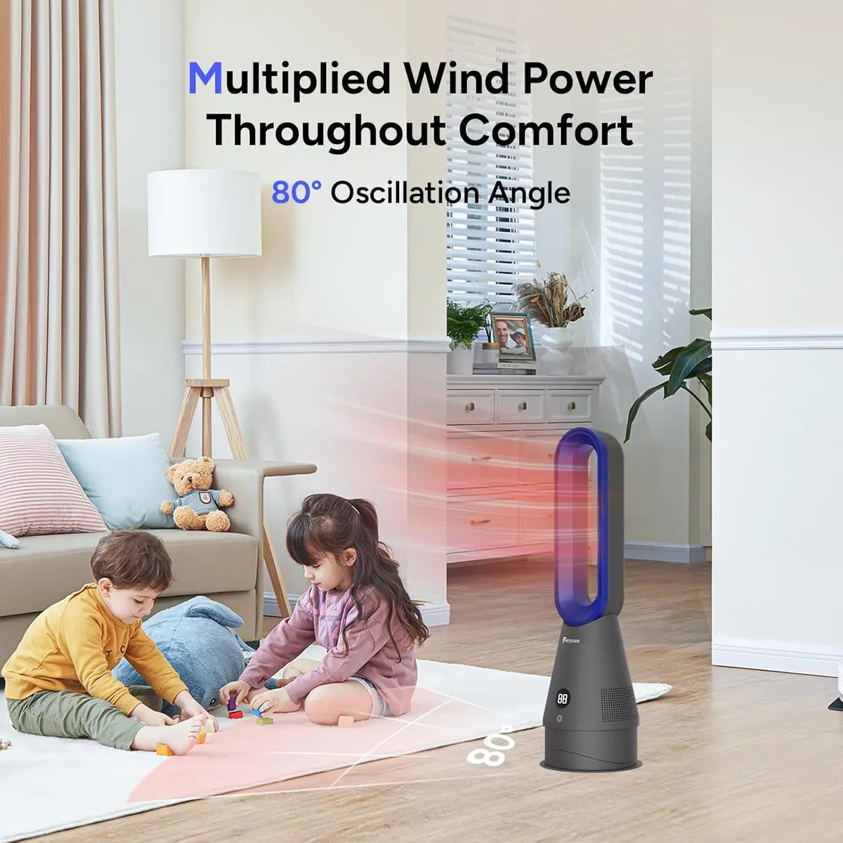 Faryuan Bladeless Fan 25 Inch | Heating & Cooling & Filter Combo, 8 Speeds, 9H Timer, Quiet Indoor Tower Fan - view 3