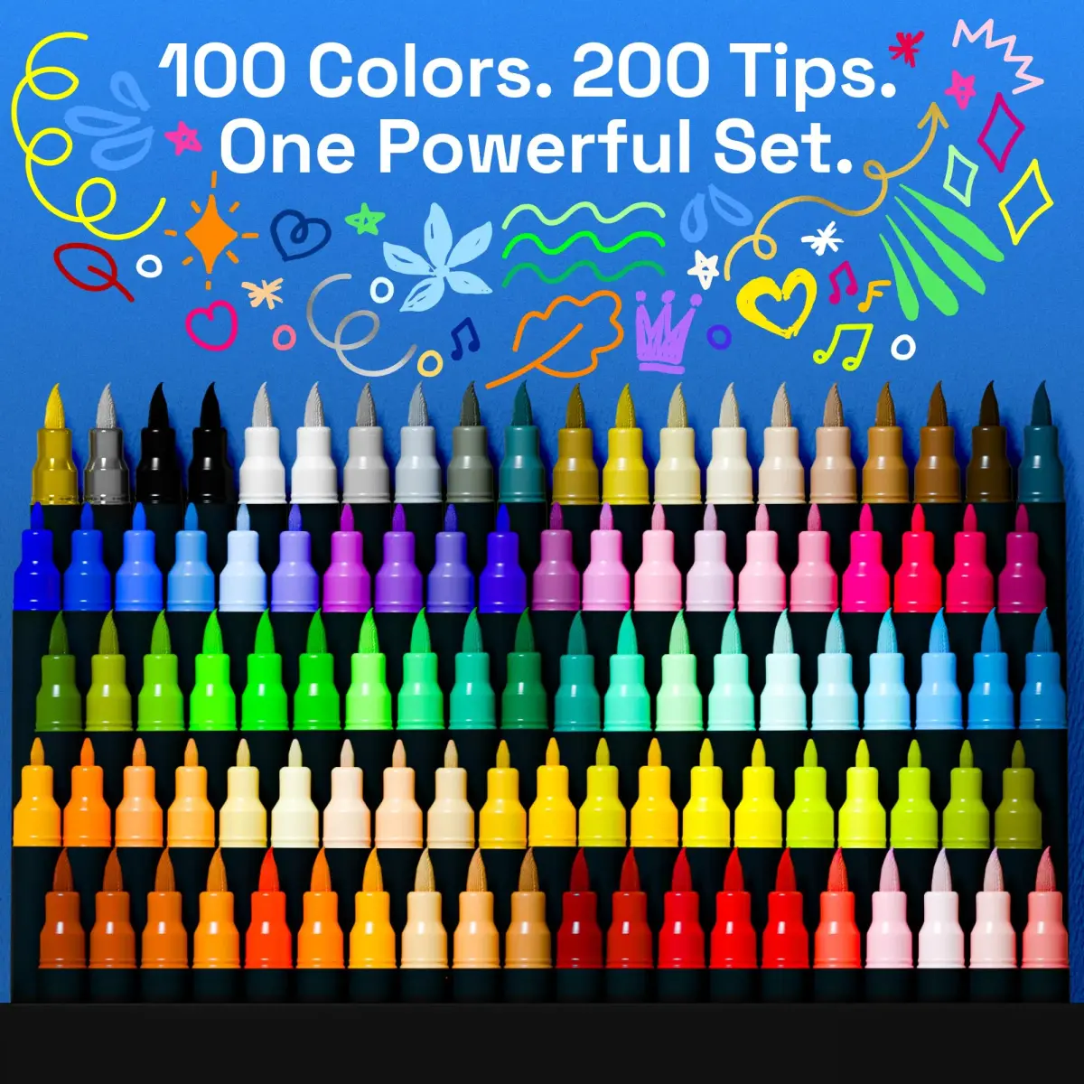ARTISTRO Acrylic Dual-Tip Glass Marker Pens for Wine Glasses, 100 Count | Vibrant Multicolor Paint Pens for Parties & Crafts - view 2
