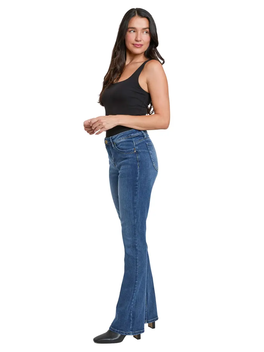 Royalty For Me Women's High Rise Curve Confidence Wannabettabutt Bootcut Jeans | Flattering Fit & Stretch Comfort - view 2