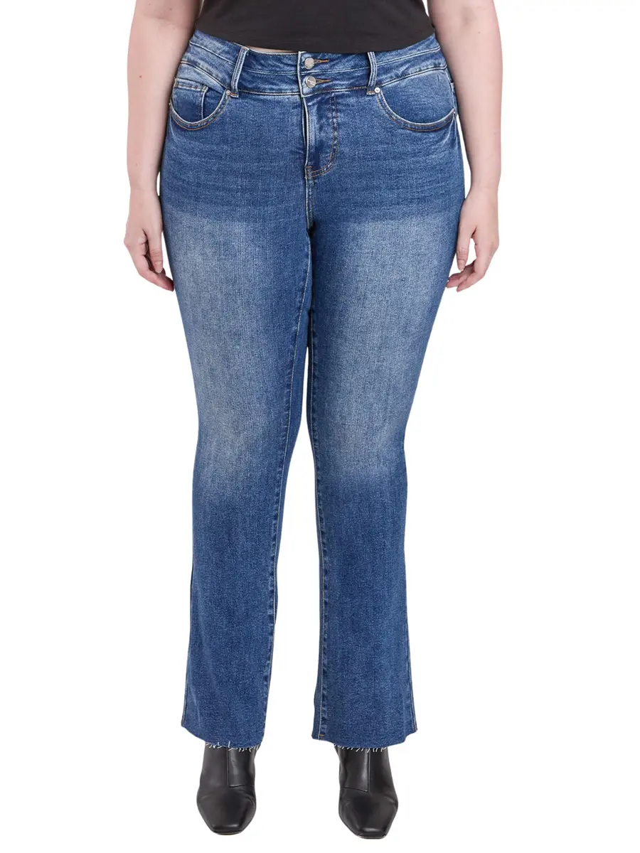 Royalty For Me Women's Plus Premium Stretch High Rise Bootcut Jeans, N Indigo Blue, 14W | Flattering Fit with Flexibility - main product image