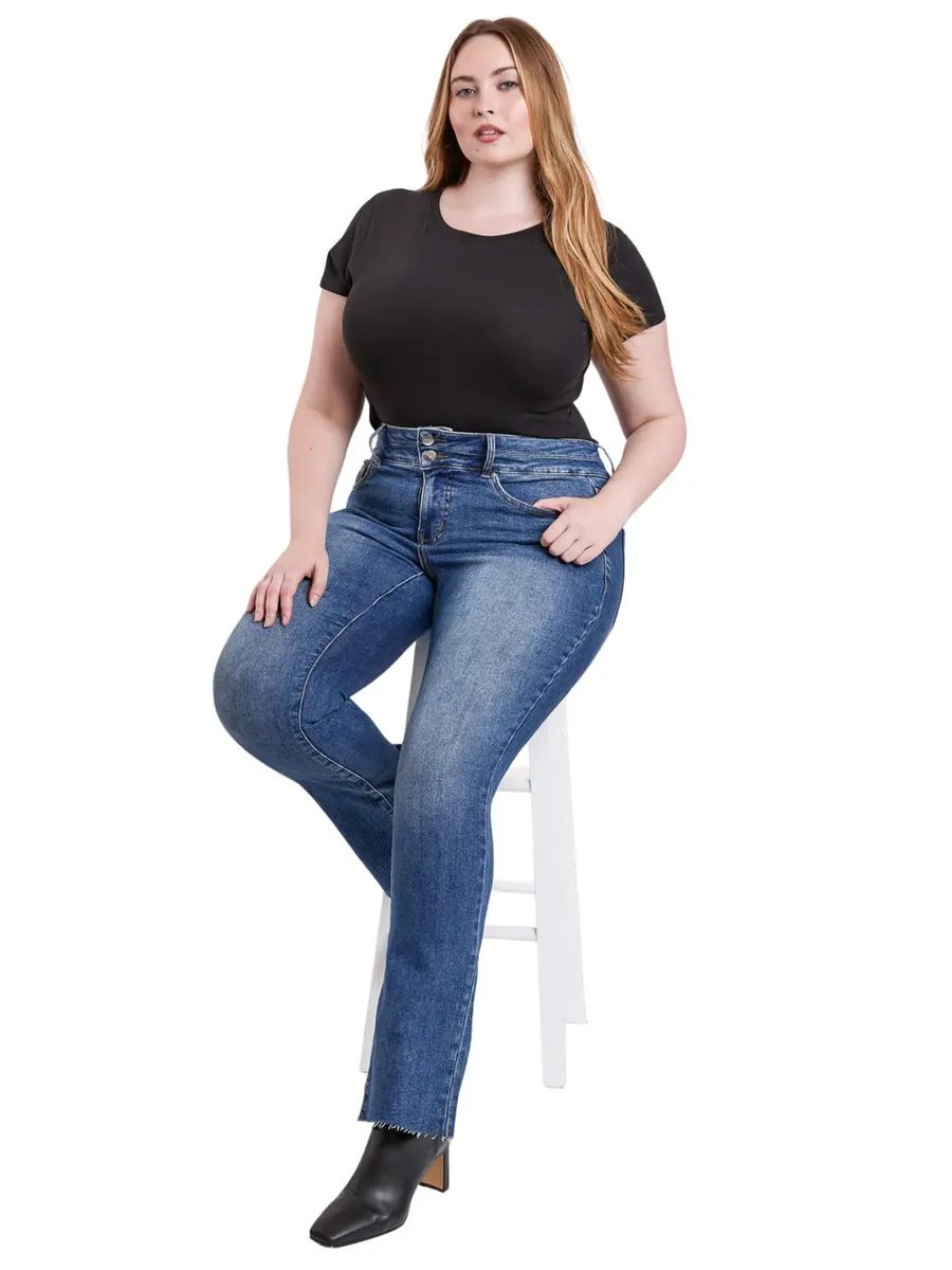Royalty For Me Women's Plus Premium Stretch High Rise Bootcut Jeans, N Indigo Blue, 14W | Flattering Fit with Flexibility - view 6