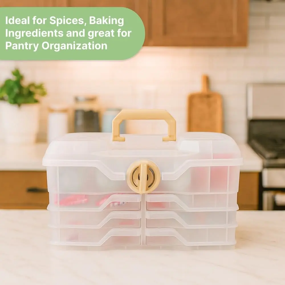 Best Kept Portable Kitchen Organizer Case with Lid & Trays, White 39cm (15" L x 8.5" W x 9" H) | For Utensils, Spices, Pantry & Travel - view 5