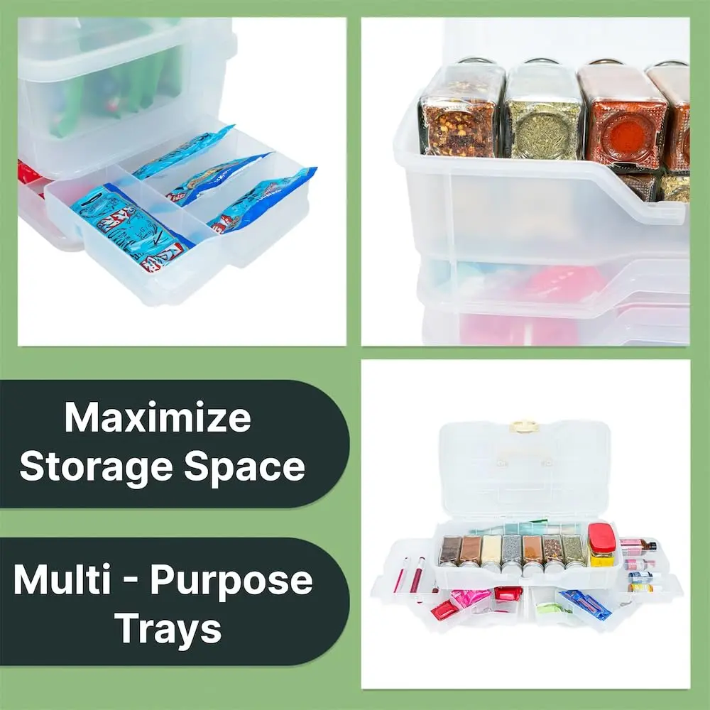 Best Kept Portable Kitchen Organizer Case with Lid & Trays, White 39cm (15" L x 8.5" W x 9" H) | For Utensils, Spices, Pantry & Travel - view 7